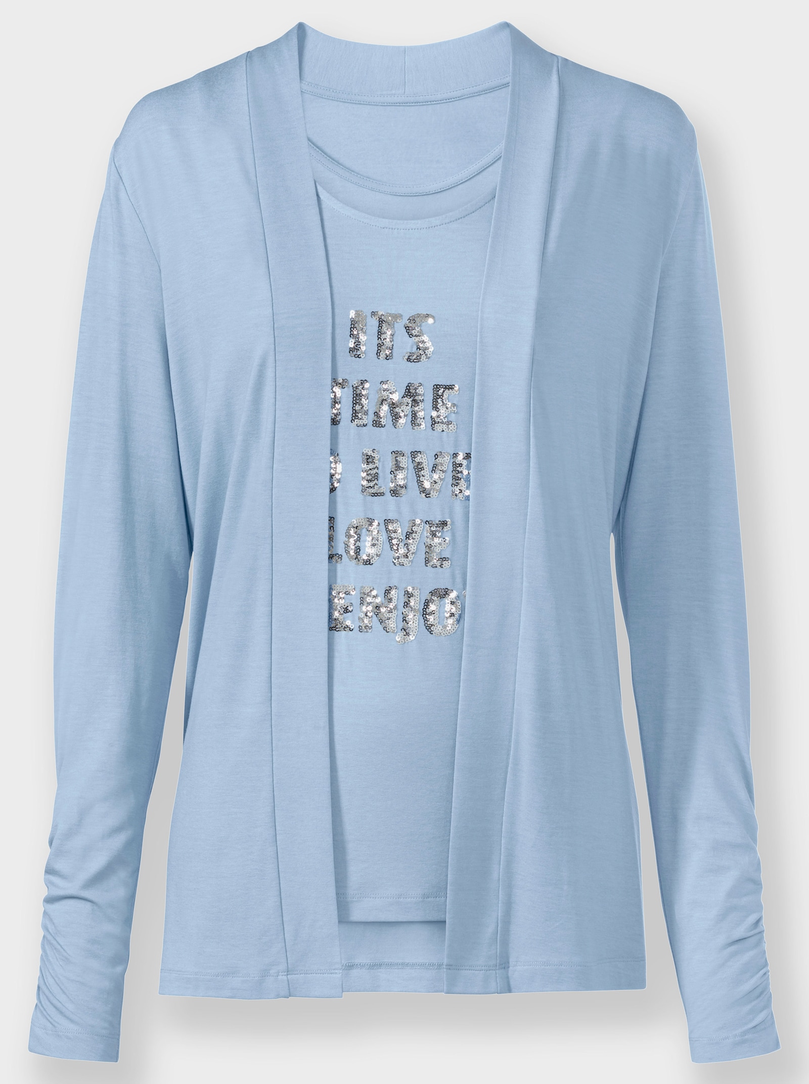 heine Twinset en qualité viscose - bleu glacier