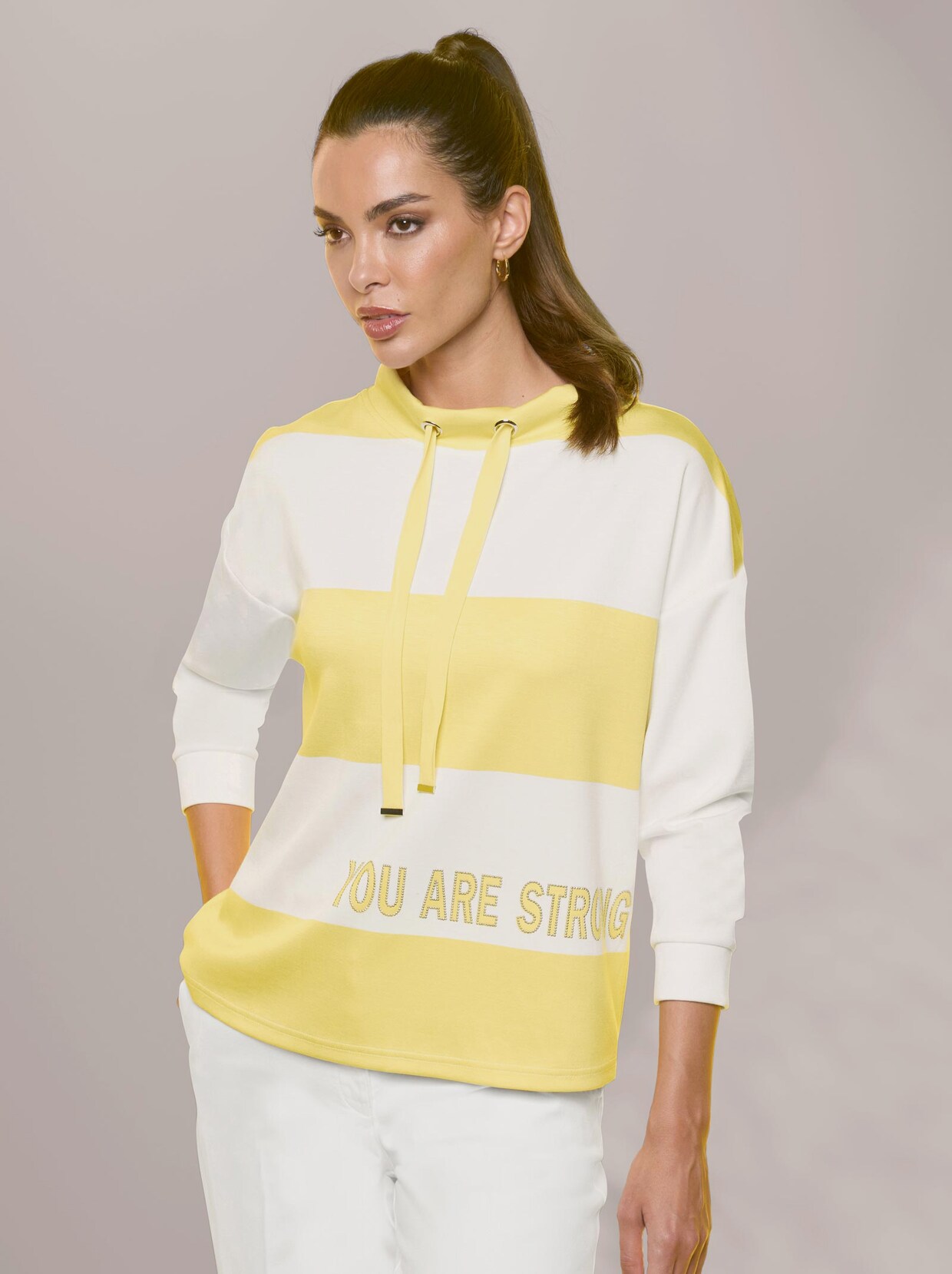Rick Cardona Sweatshirt - zitrone-ecru-gestreift