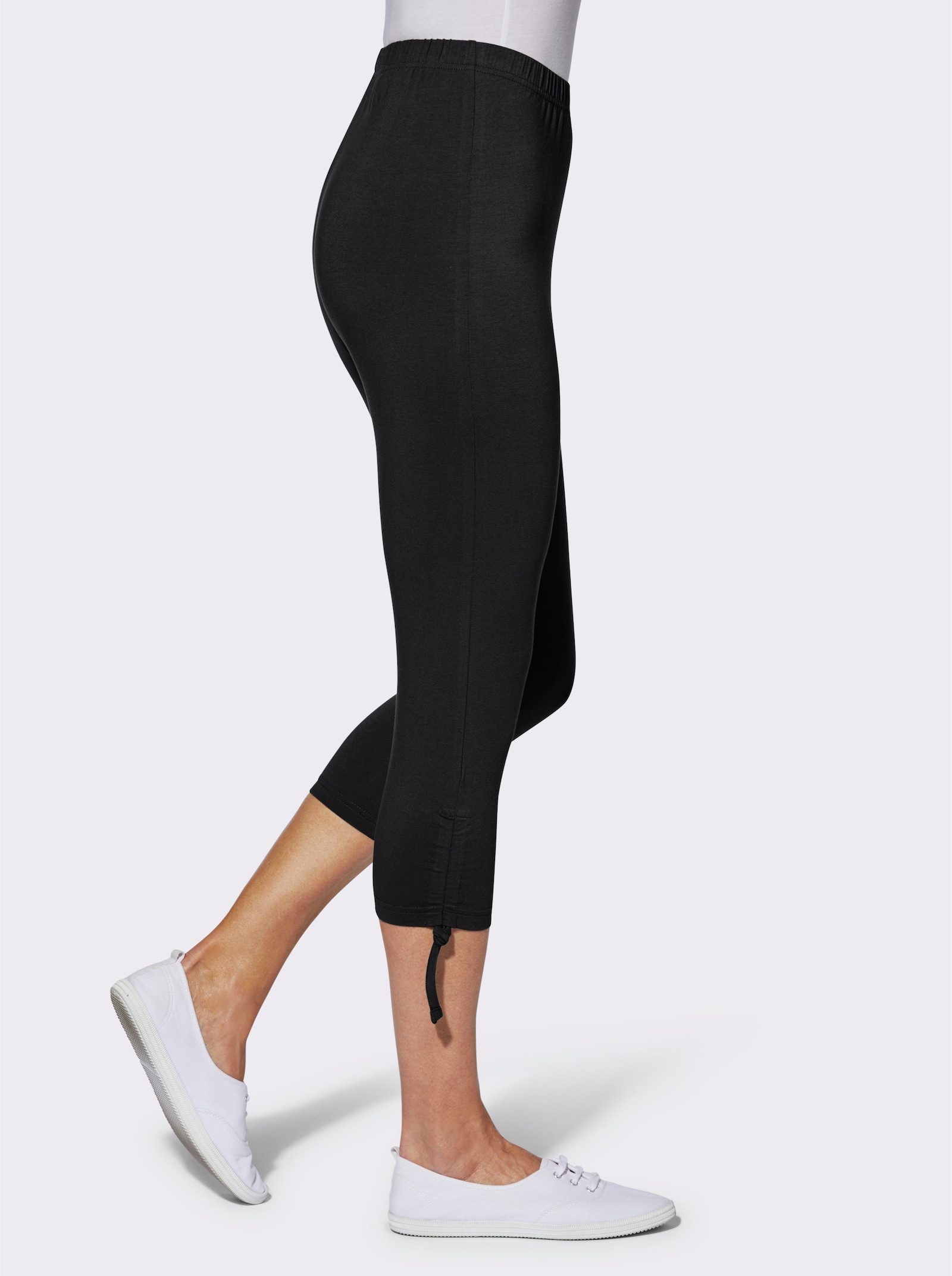 Caprileggings mit Raffung am Bein - schwarz