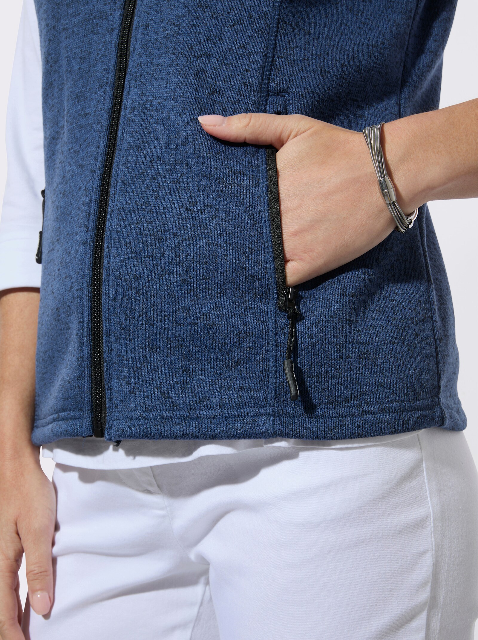 Fleeceweste mit Antipilling-Ausrüstung - jeansblau-meliert