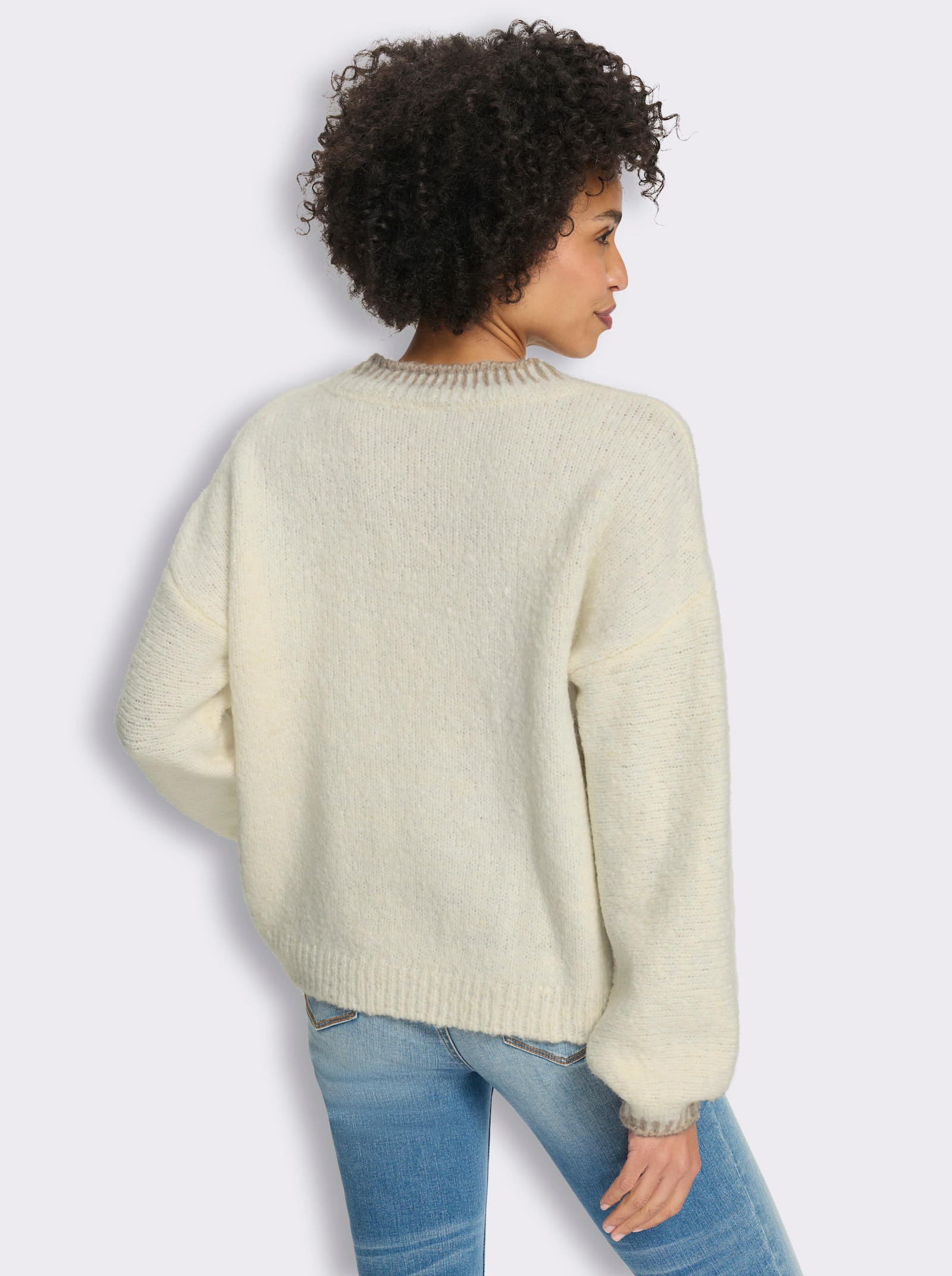 heine Strickpullover mit Kontrast-Details - champagner