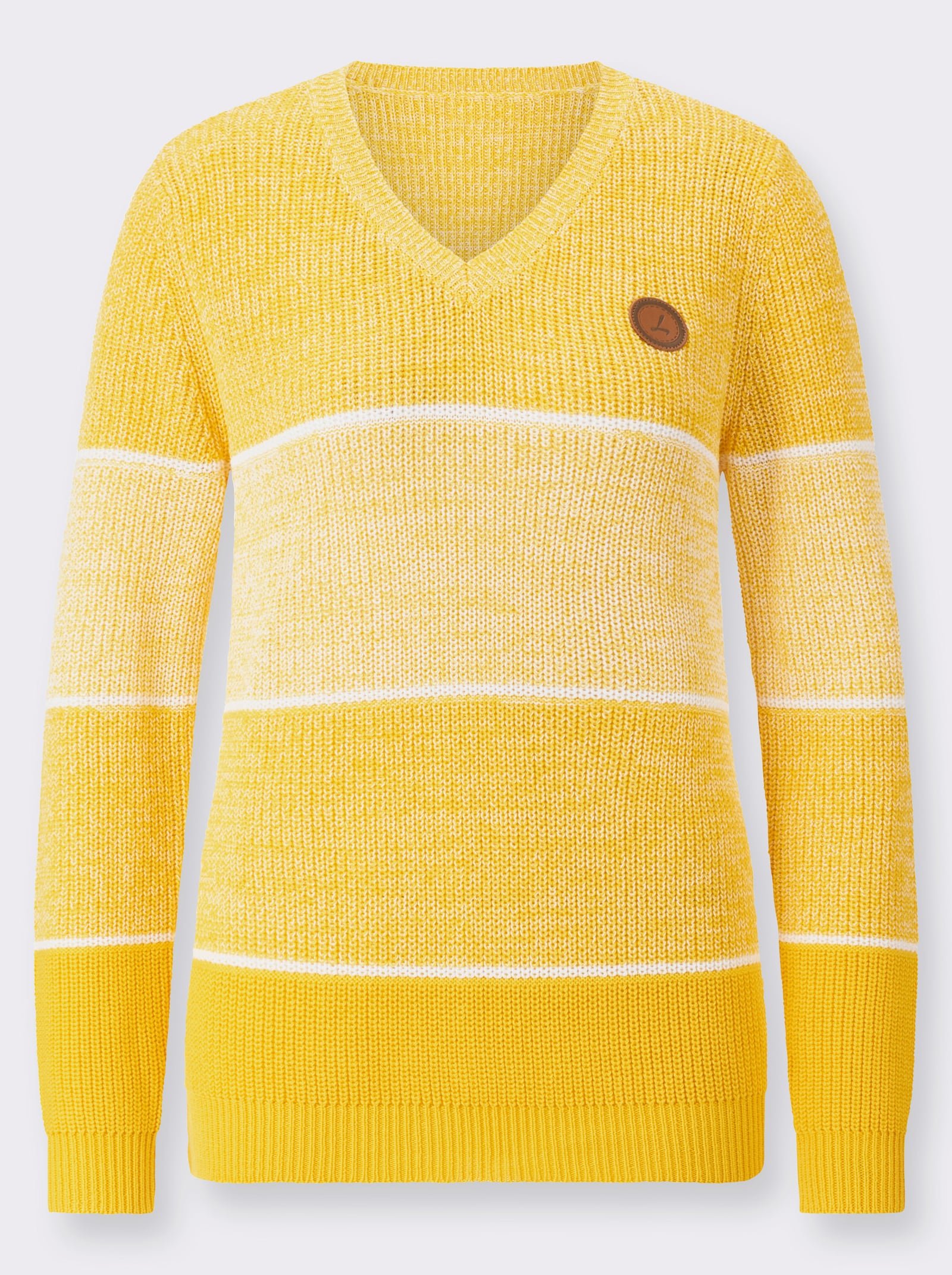 Pullover in Melange-Optik - sonnengelb-weiß-meliert