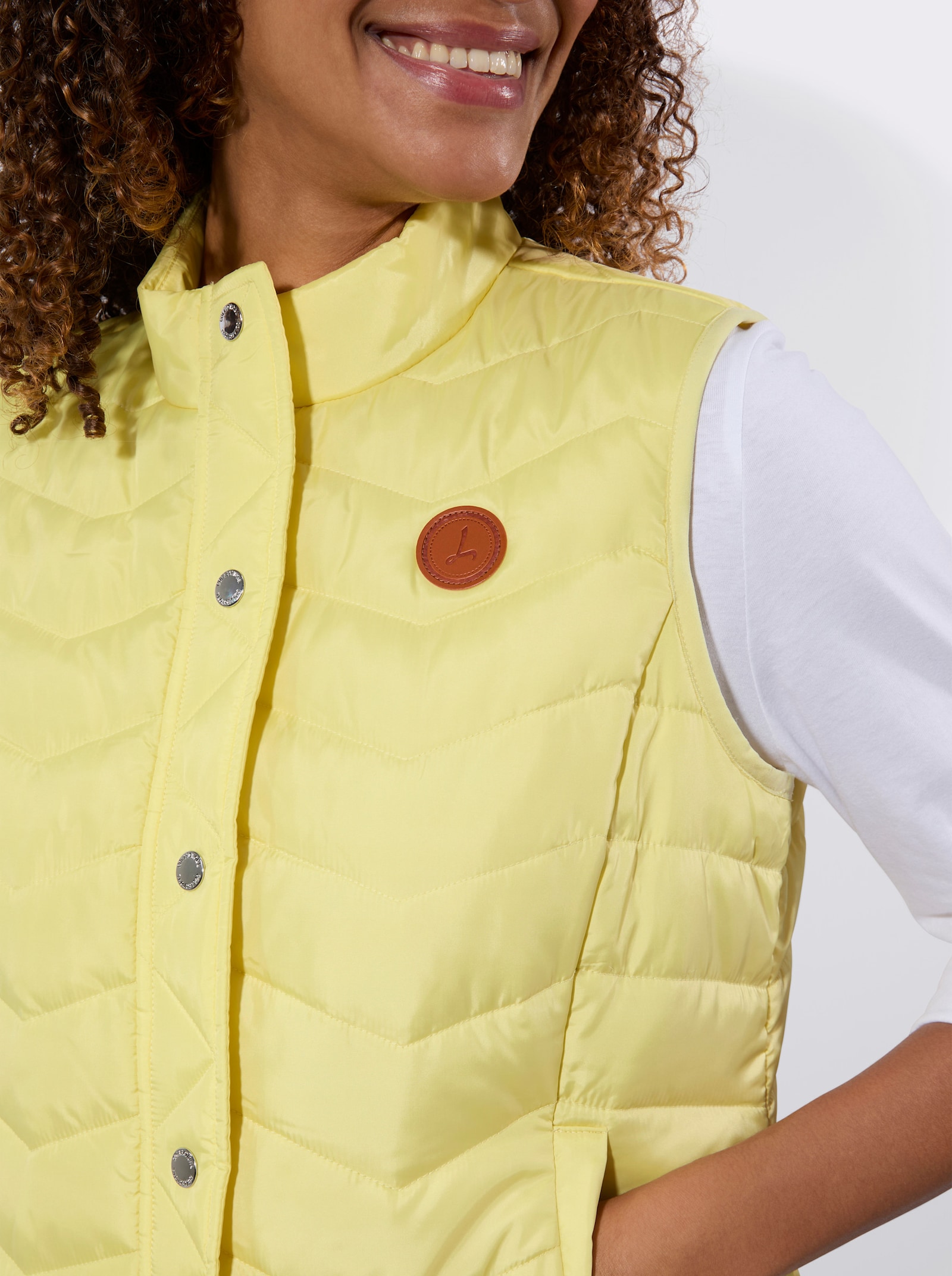 Steppweste im Zickzack-Muster - zitrone