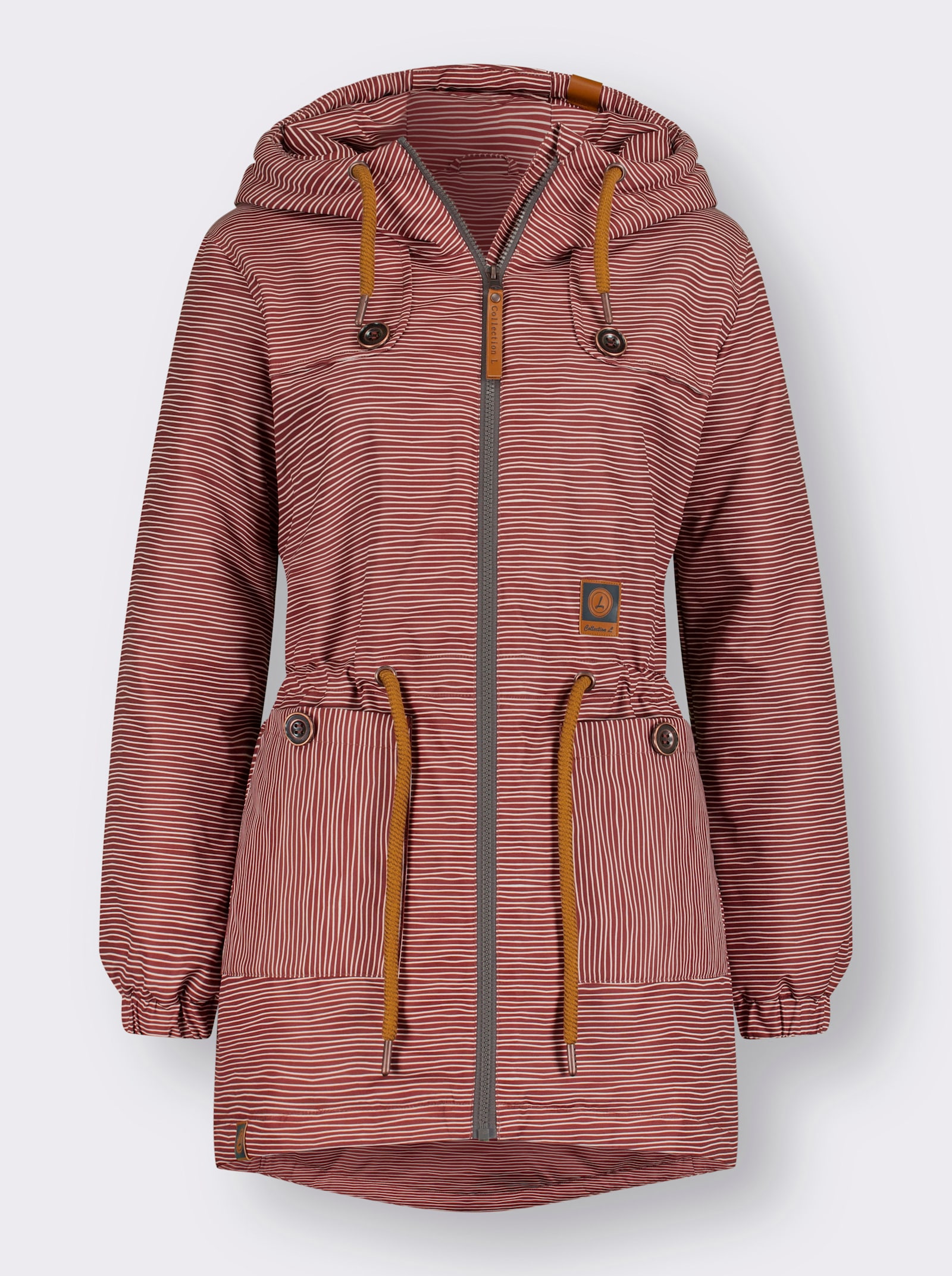 Jacke wind- und wasserabweisend - rostrot-weiss-geringelt