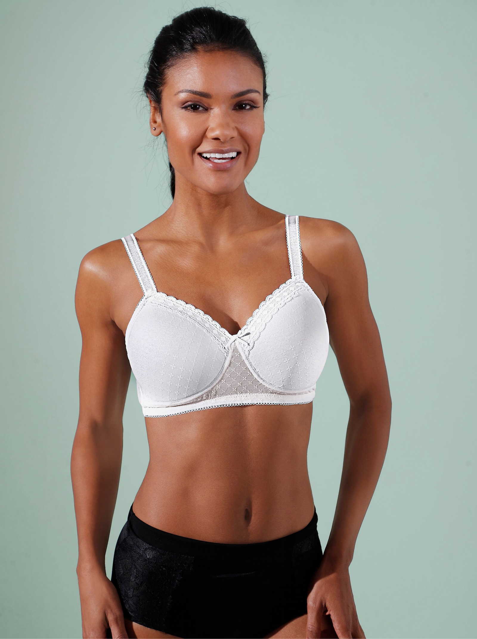 wäschepur Beha met cups zonder beugel met jacquardpatroon - wit