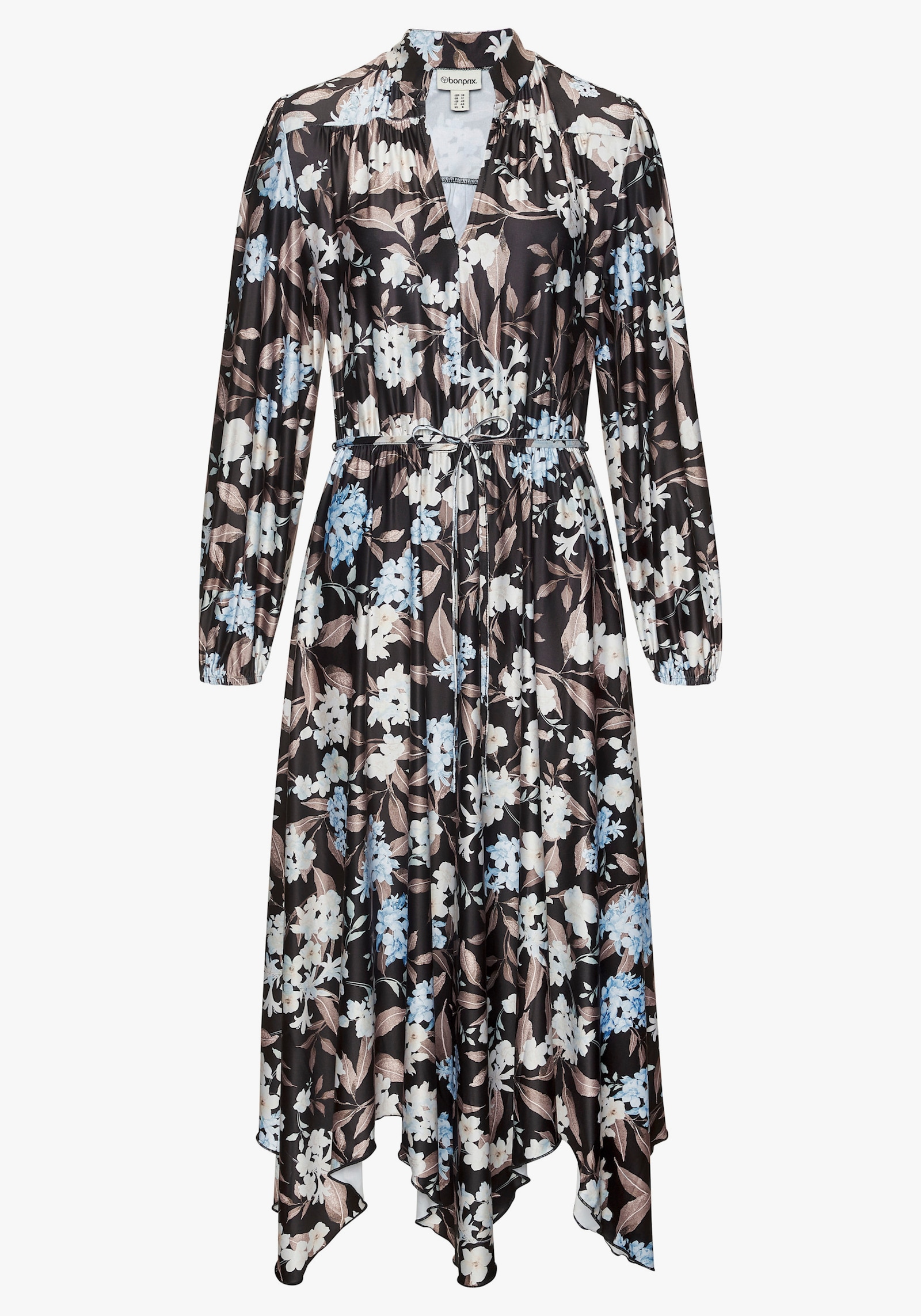 LASCANA Midikleid - schwarz-braun-blau bedruckt