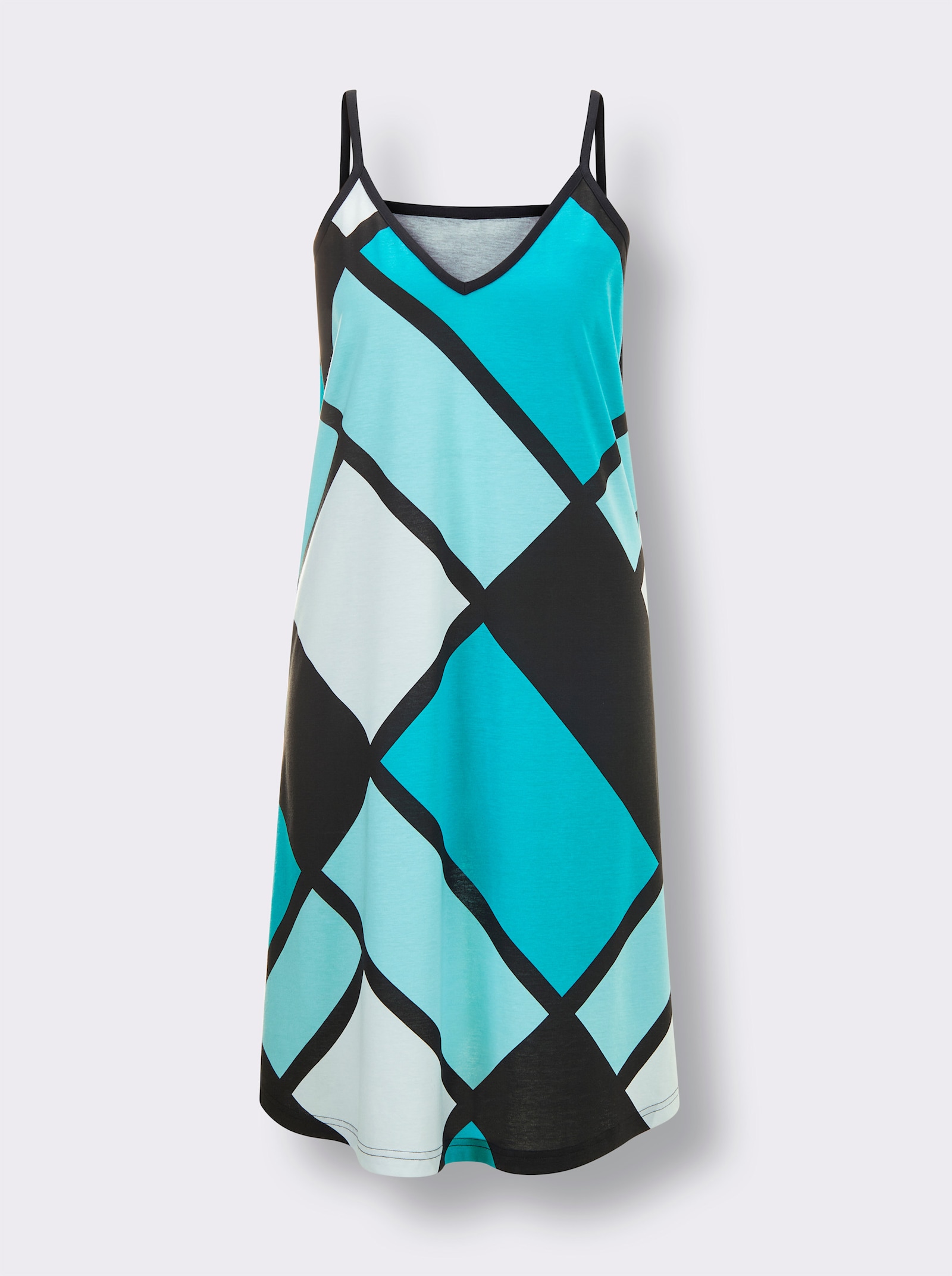 wäschepur Nachthemden mit Grafikprint - schwarz-türkis-bedruckt + schwarz-anthrazit-bedruckt