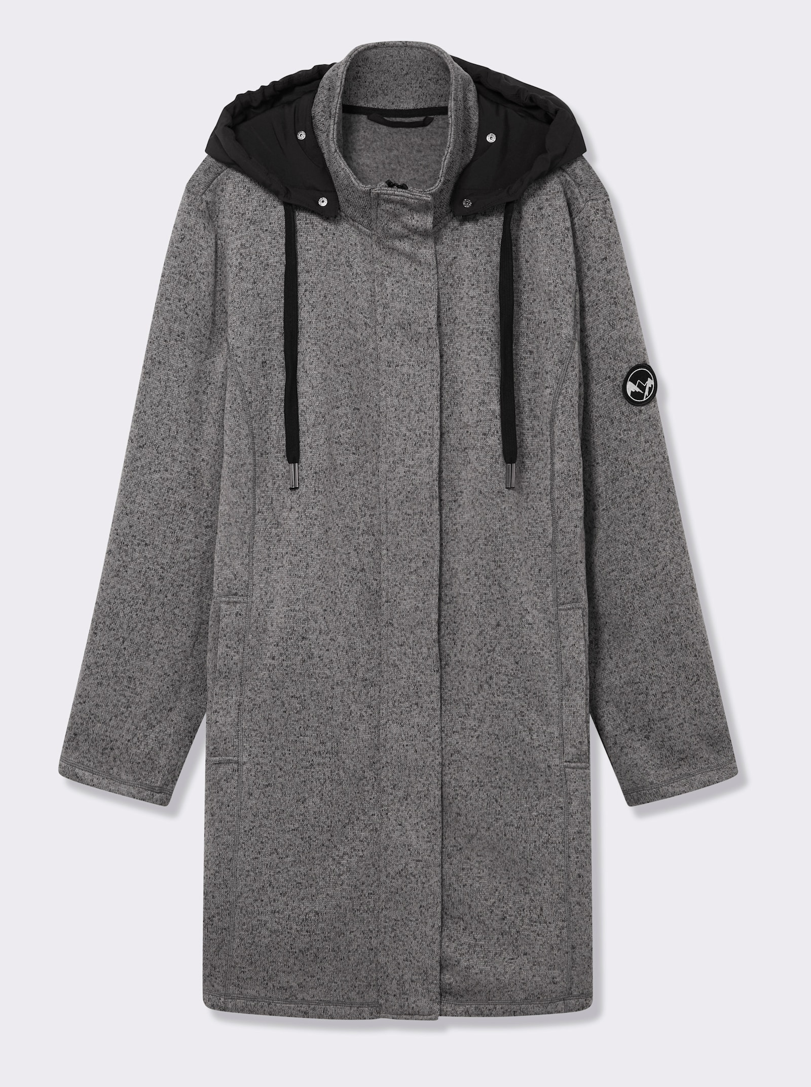 sheego Strickfleecejacke mit Kapuze - anthrazit-meliert