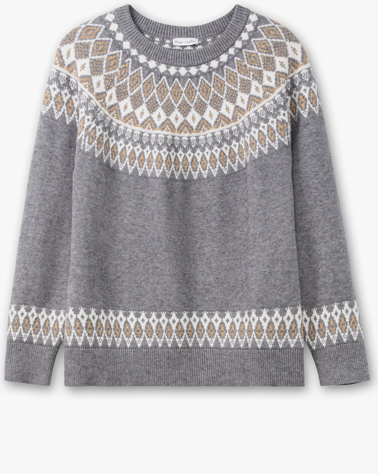 sheego by Joe Browns Jacquard-Pullover mit goldfarbenem Glanzgarn - grau meliert