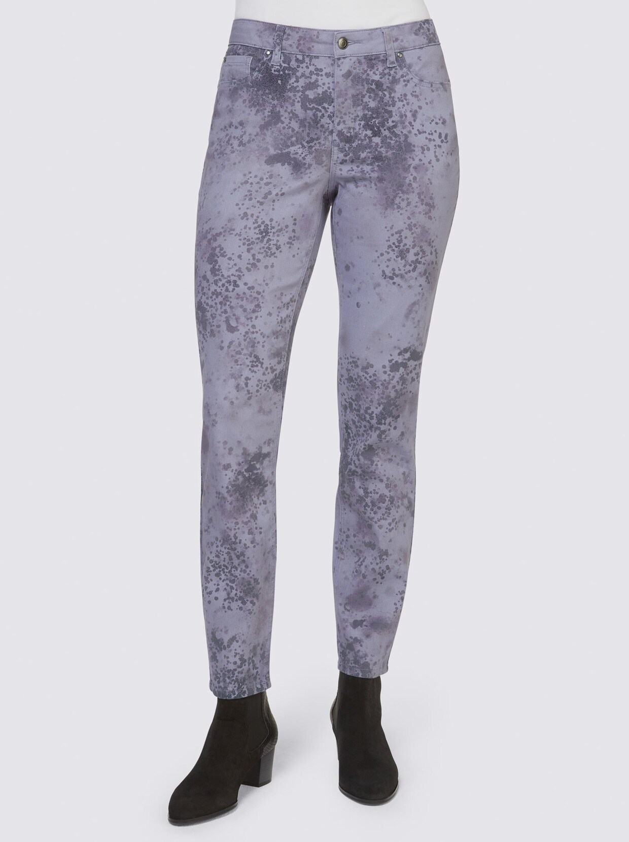 Linea Tesini Push-up-Hose - bleu-anthrazit-bedruckt