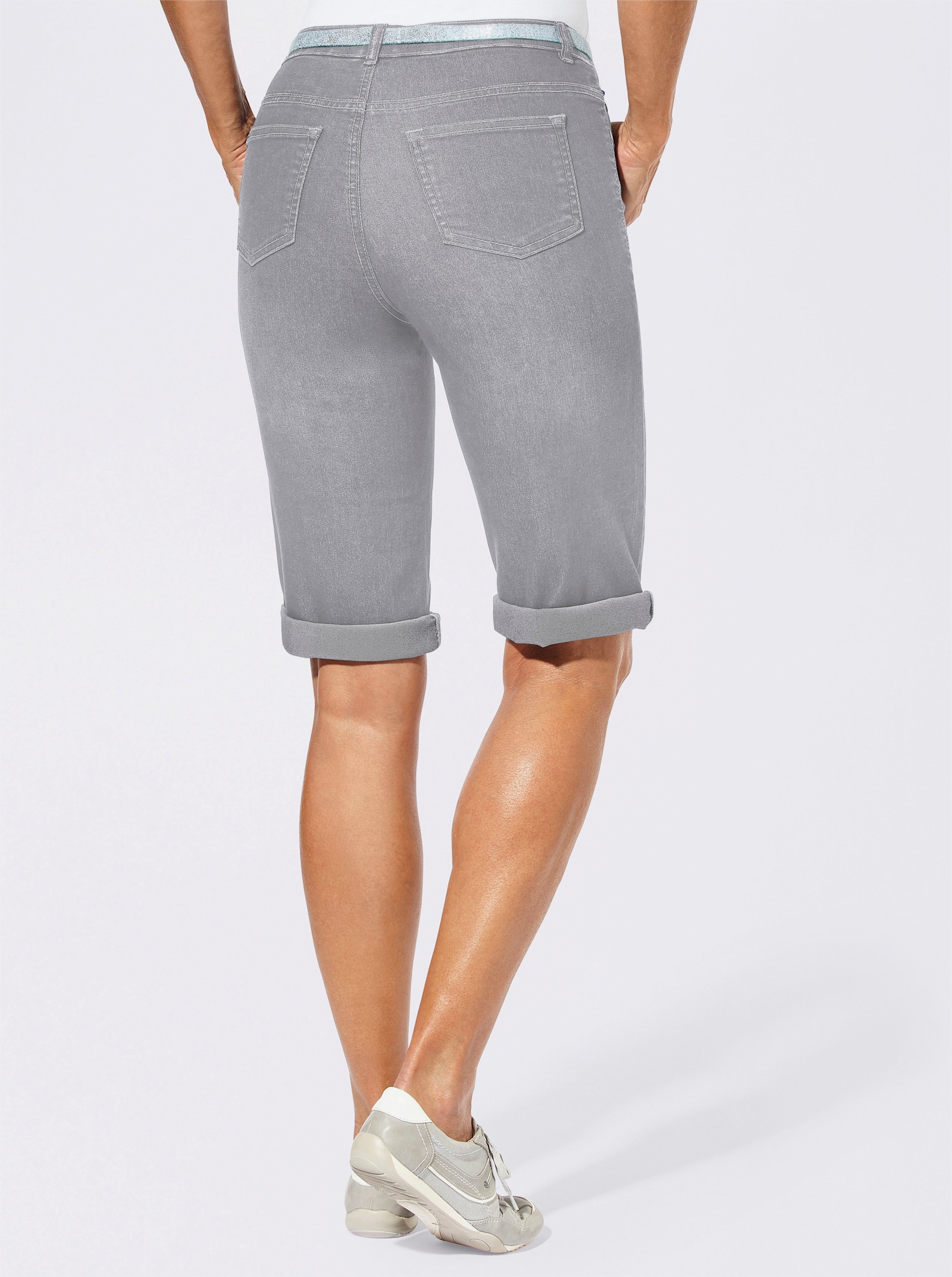 Jeansbermudas mit Gratis-Gürtel - grey denim