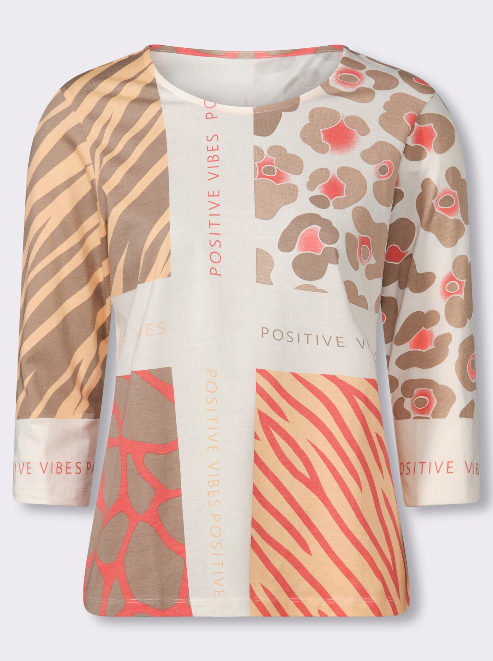 3/4-Arm-Shirt mit Patch-Print - taupe-hummer-bedruckt