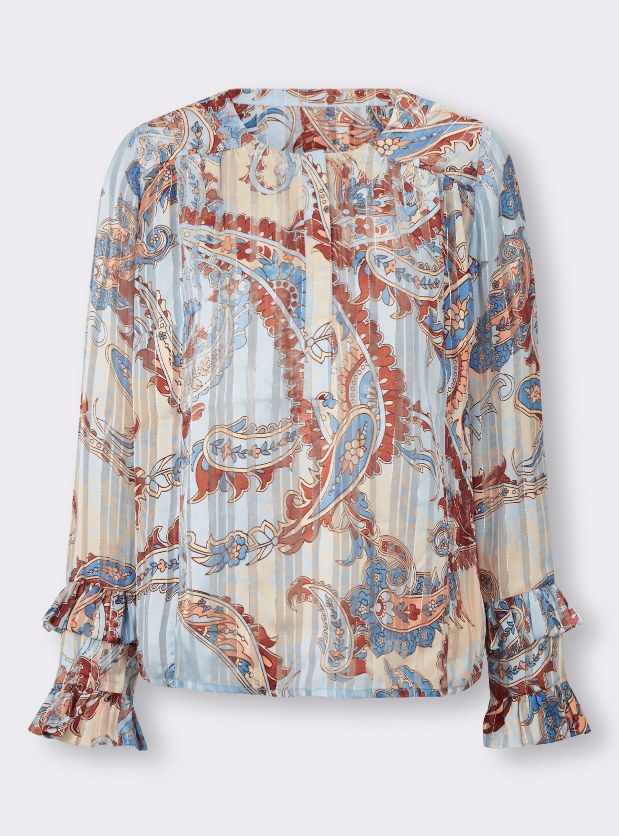 heine Druckbluse - eisblau-rotbraun-bedruckt