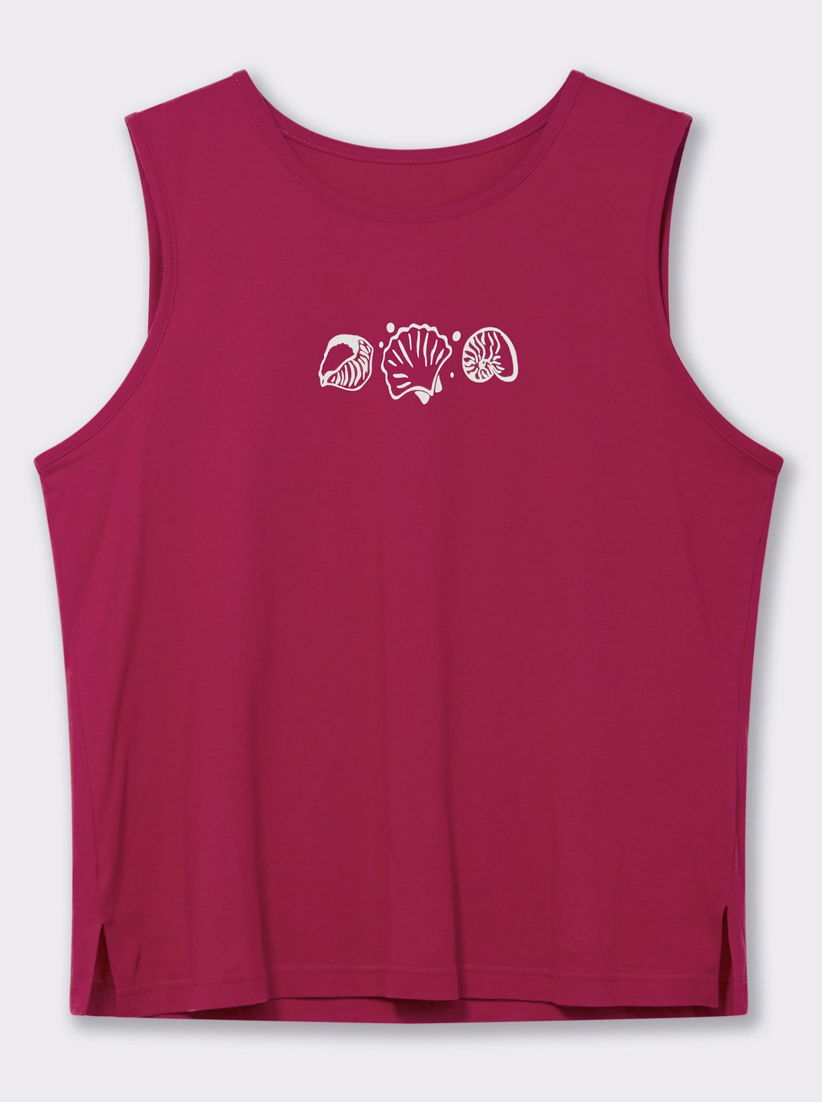 Shirttop mit Seitenschlitzen - himbeere