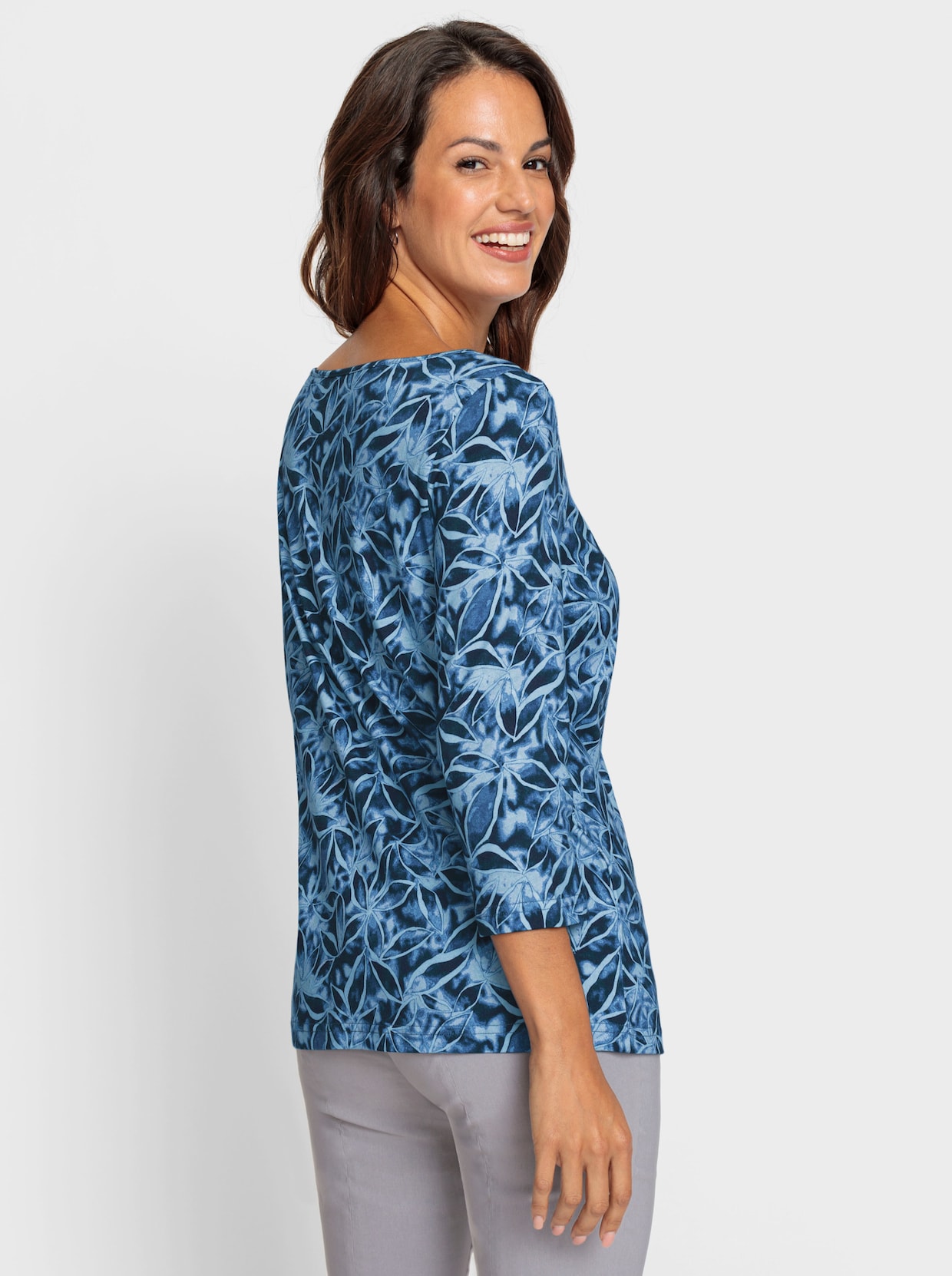 Print-Shirt - jeansblau-bedruckt