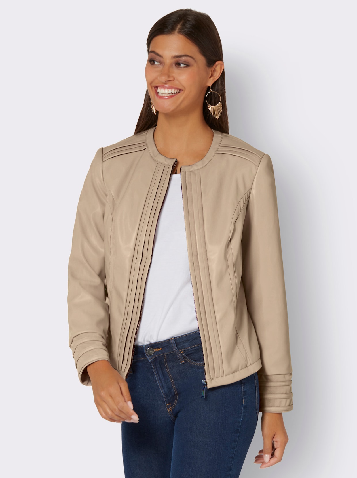 Blazer van imitatieleder - beige