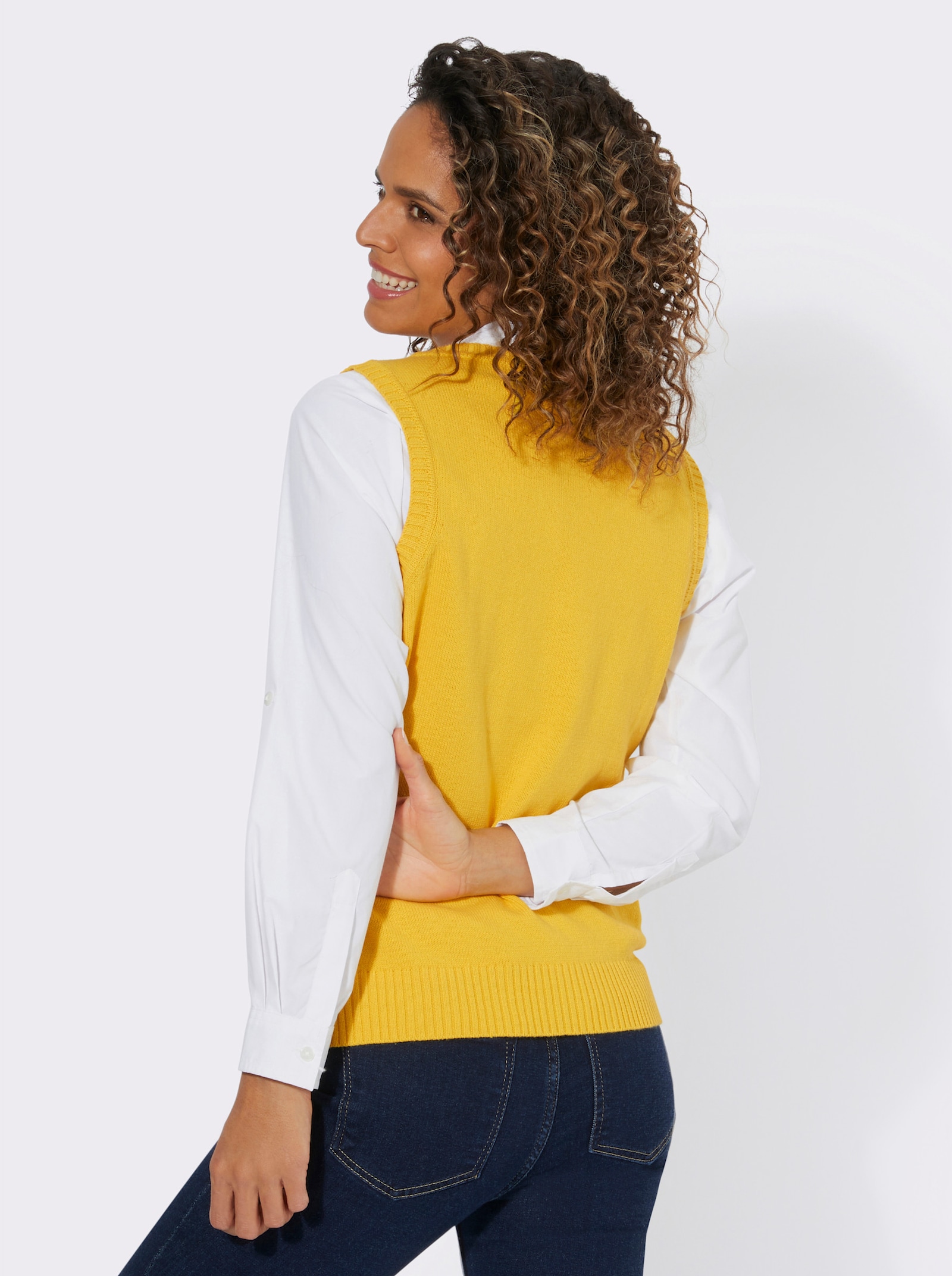 Pullunder aus Melange-Strick - ocker