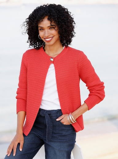 heine Strickjacke mit Strukturmuster - hummer
