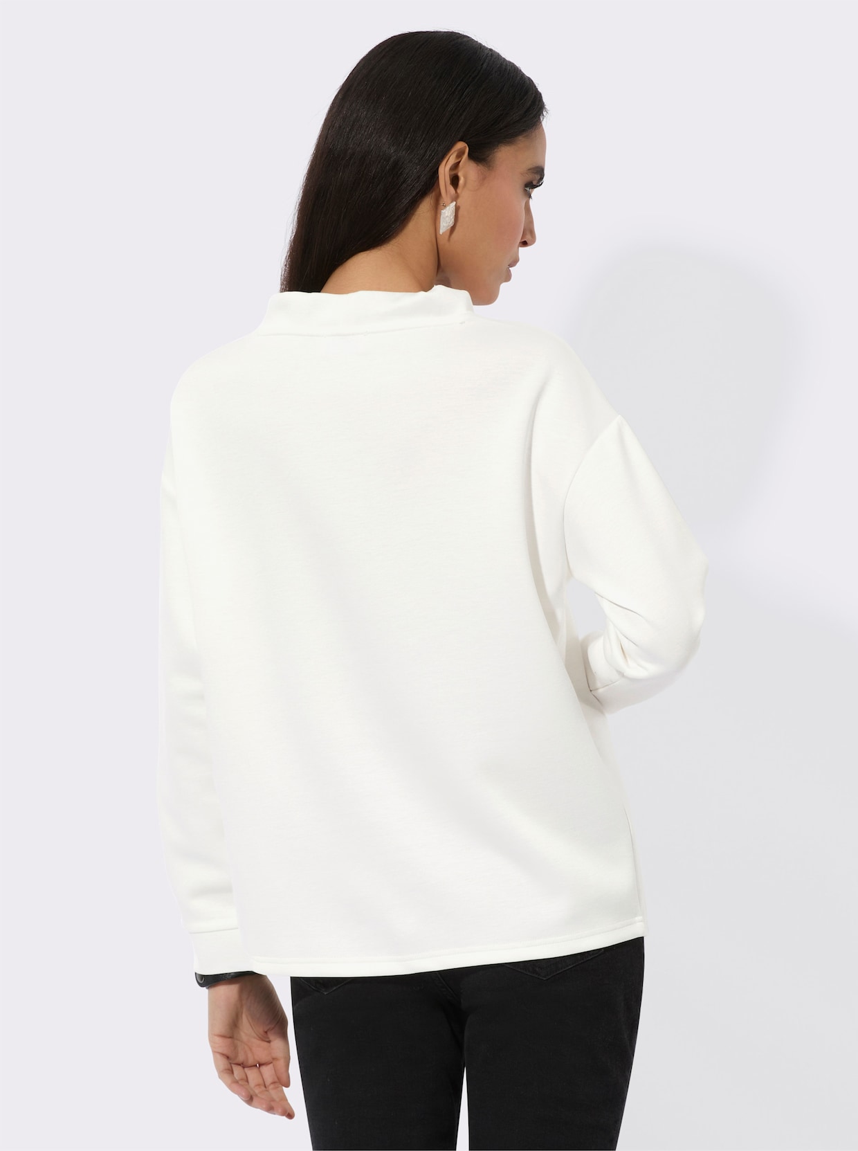 Sweatshirt met capuchon - ecru/zwart gedessineerd