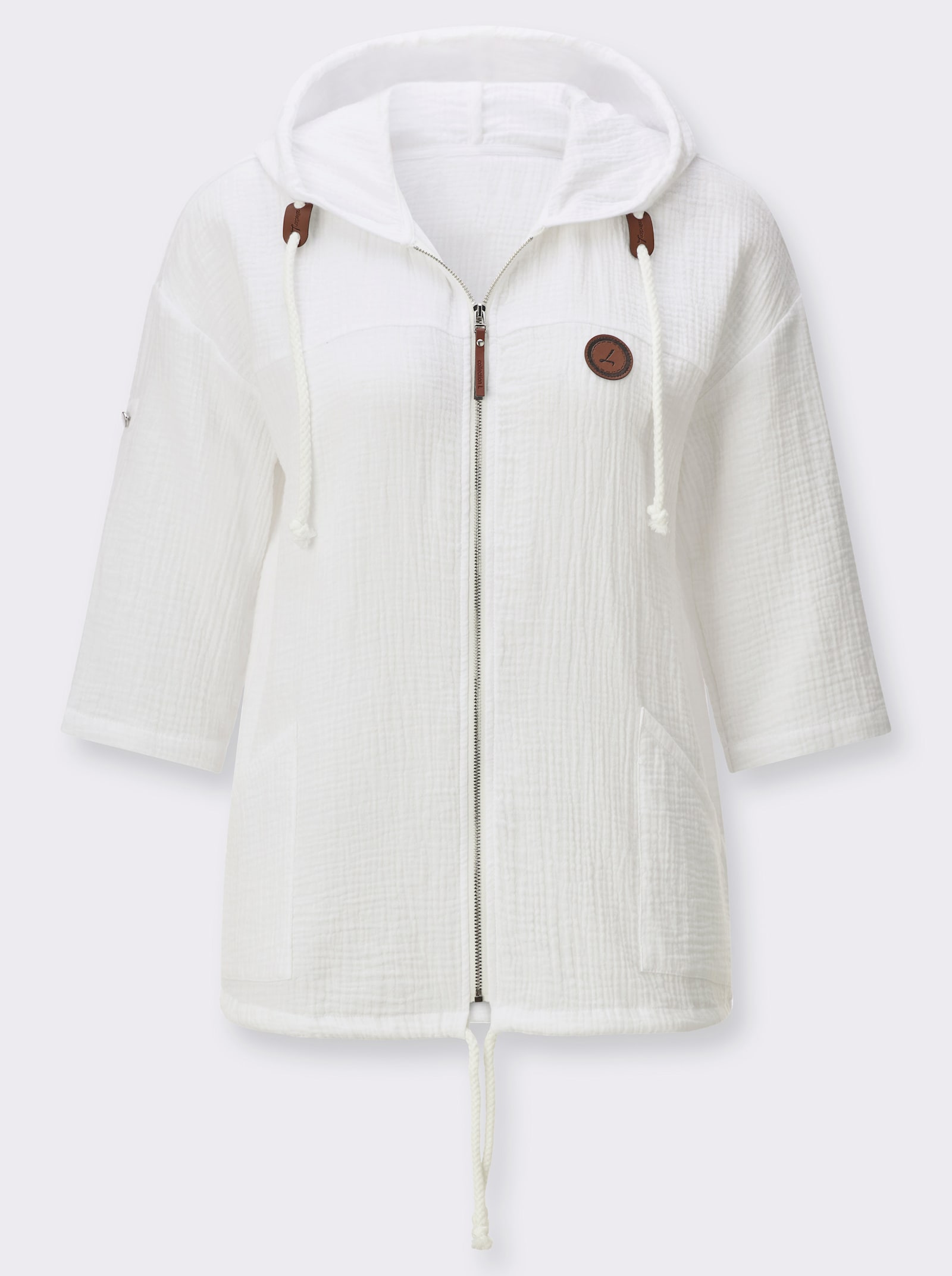 Blusenjacke mit Tunnelzug im Saum - weiß