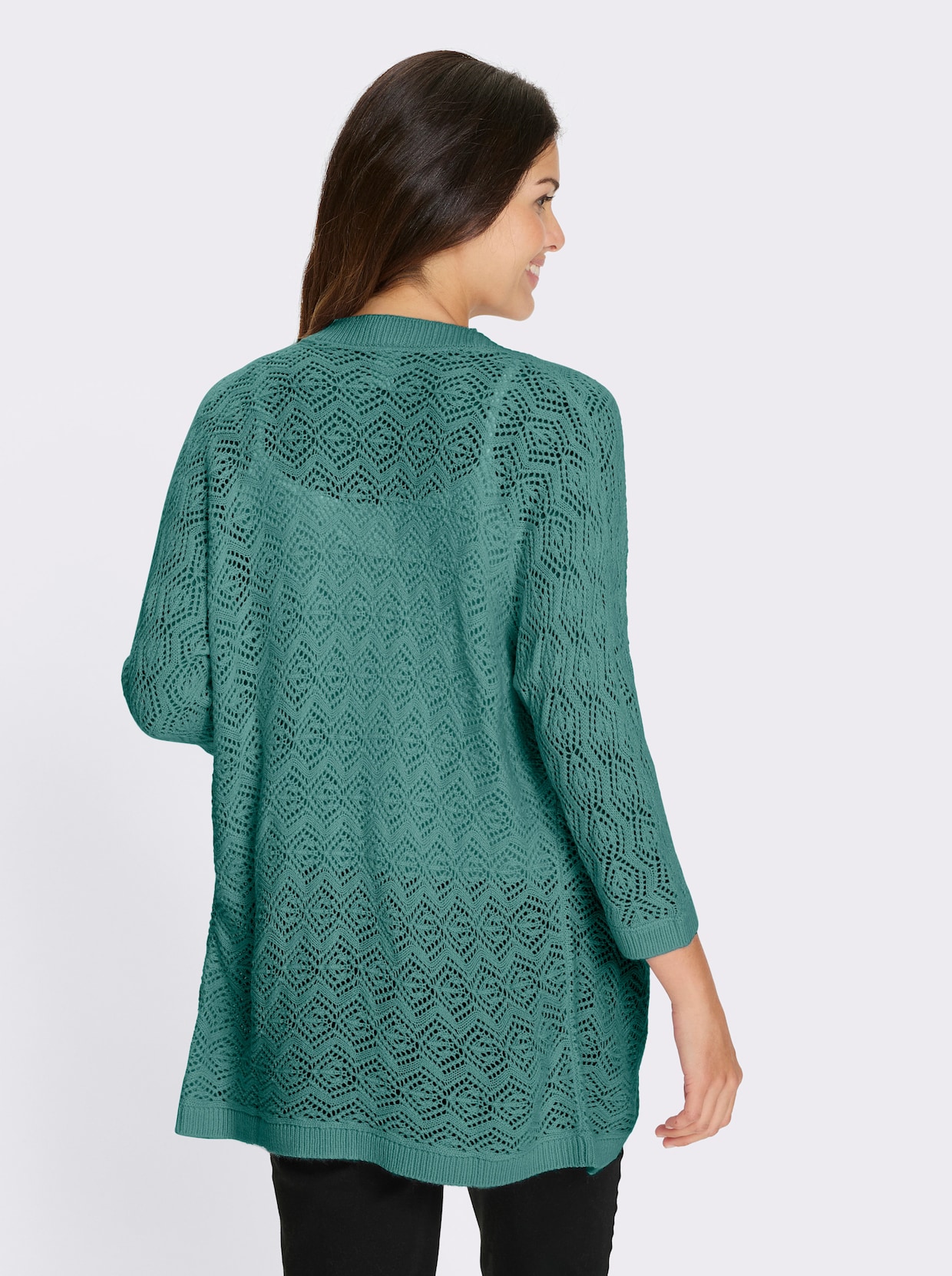 Ajourstrickjacke - salbei