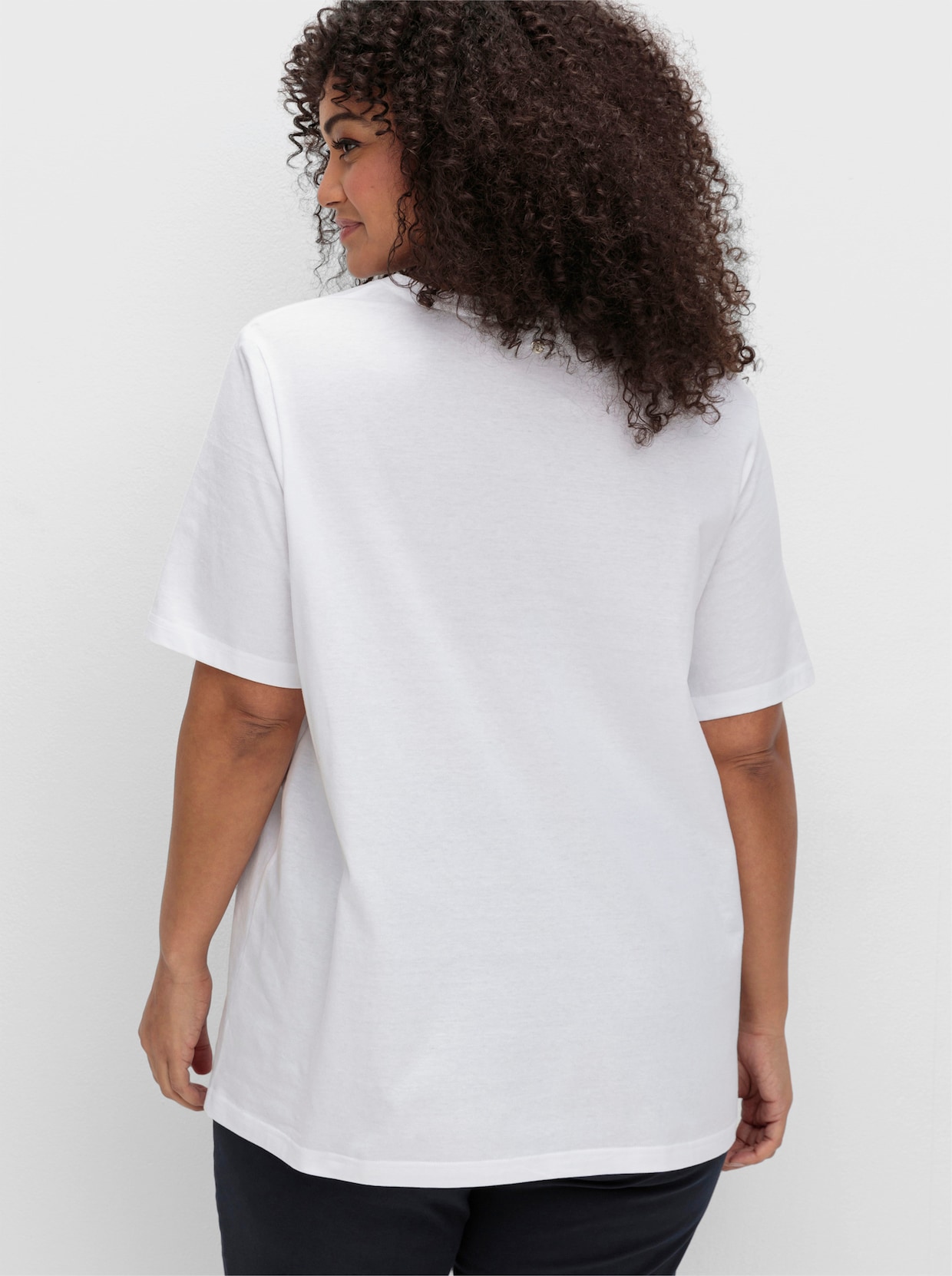 sheego Shirt met V-hals - ecru