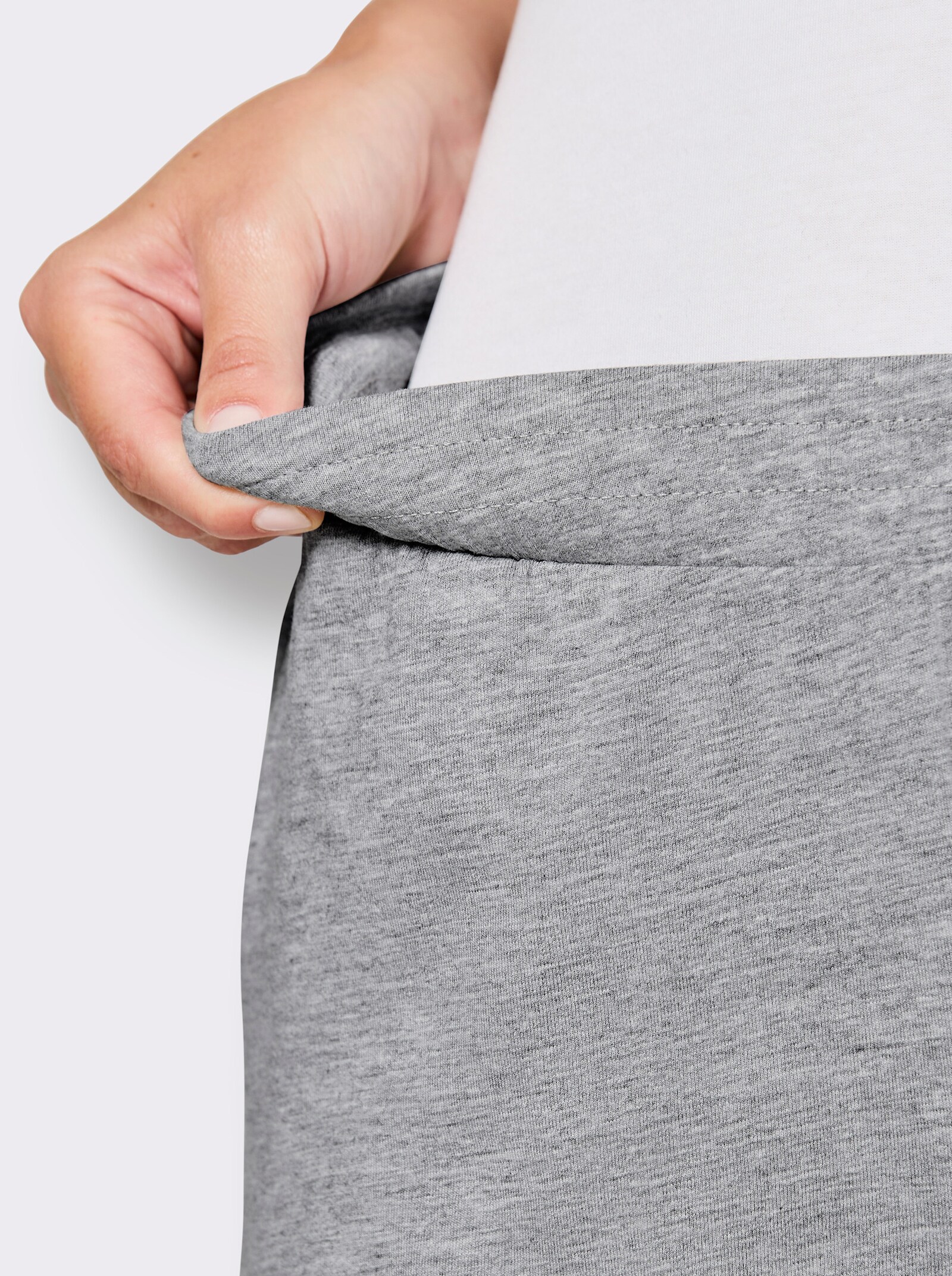 feel good Dehnbund-Hose aus leichtem Jersey - grau-meliert