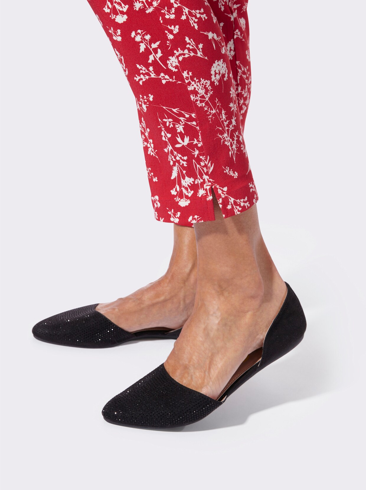 Bengalinhose - erdbeere-ecru-bedruckt