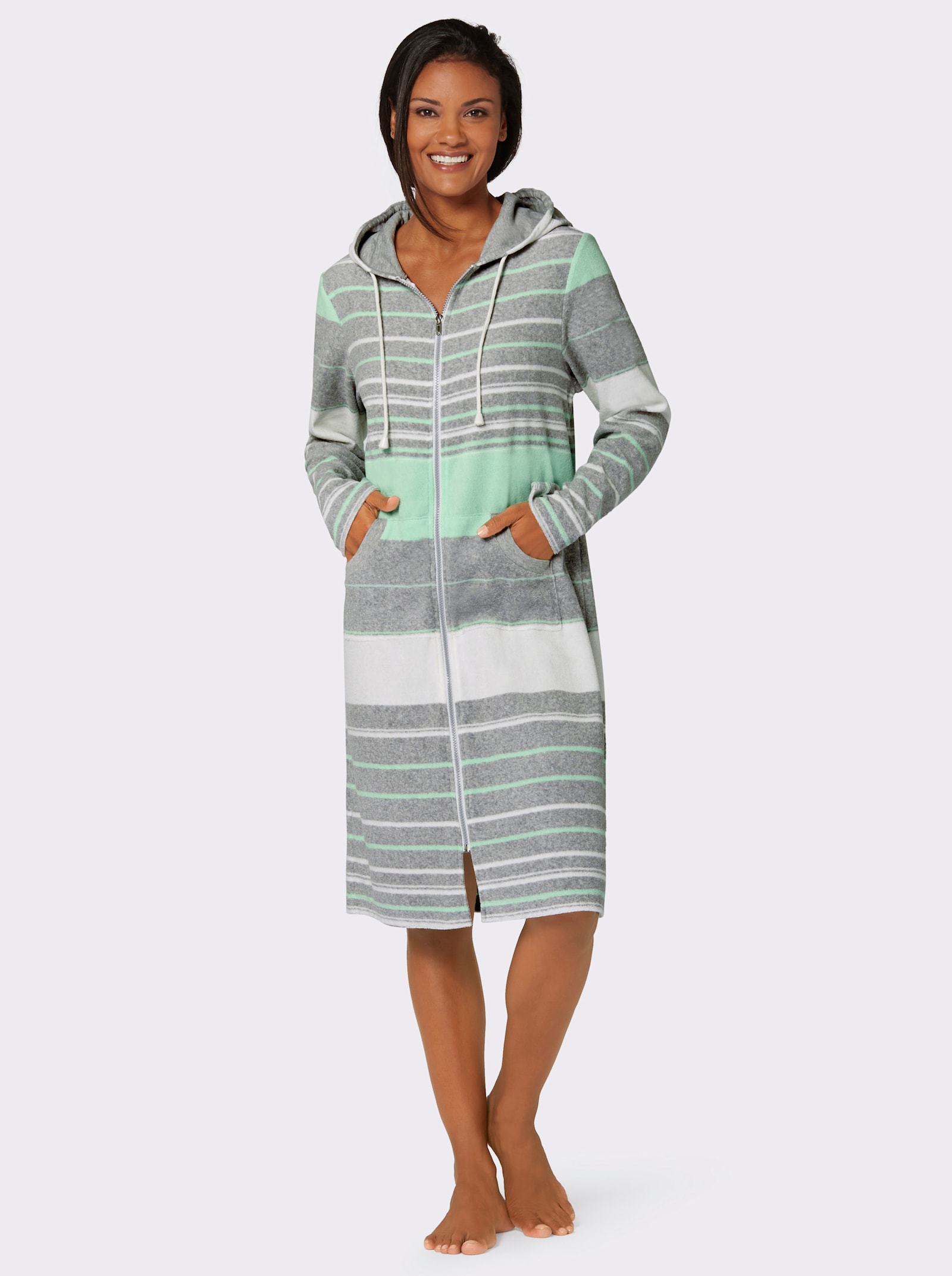 feel good Peignoir - menthe à rayures fines
