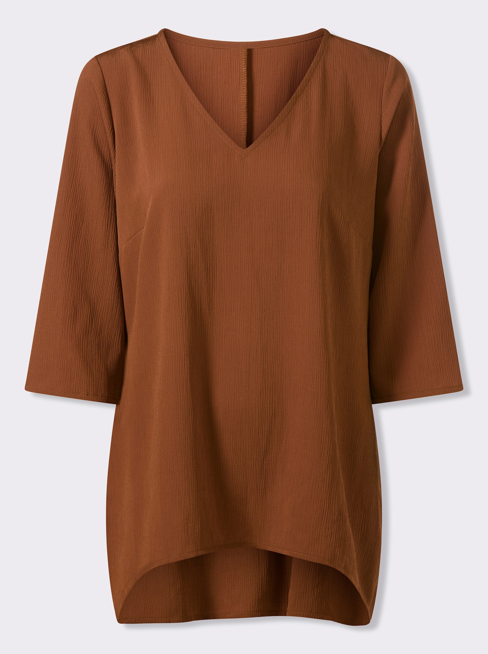 Comfortblouse met puntige zoom - cognac