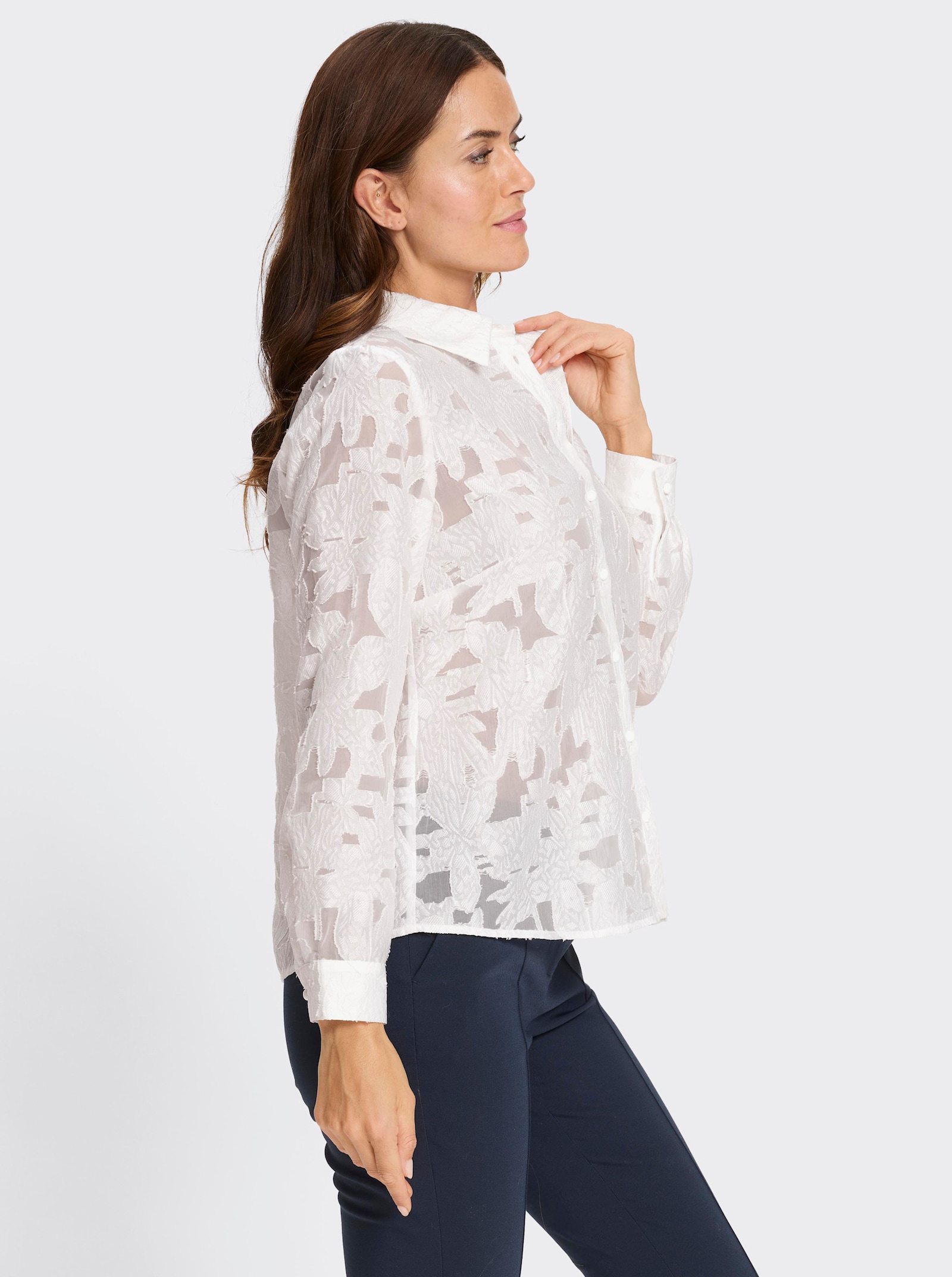 heine Hemdbluse in Ausbrenner-Optik - ecru