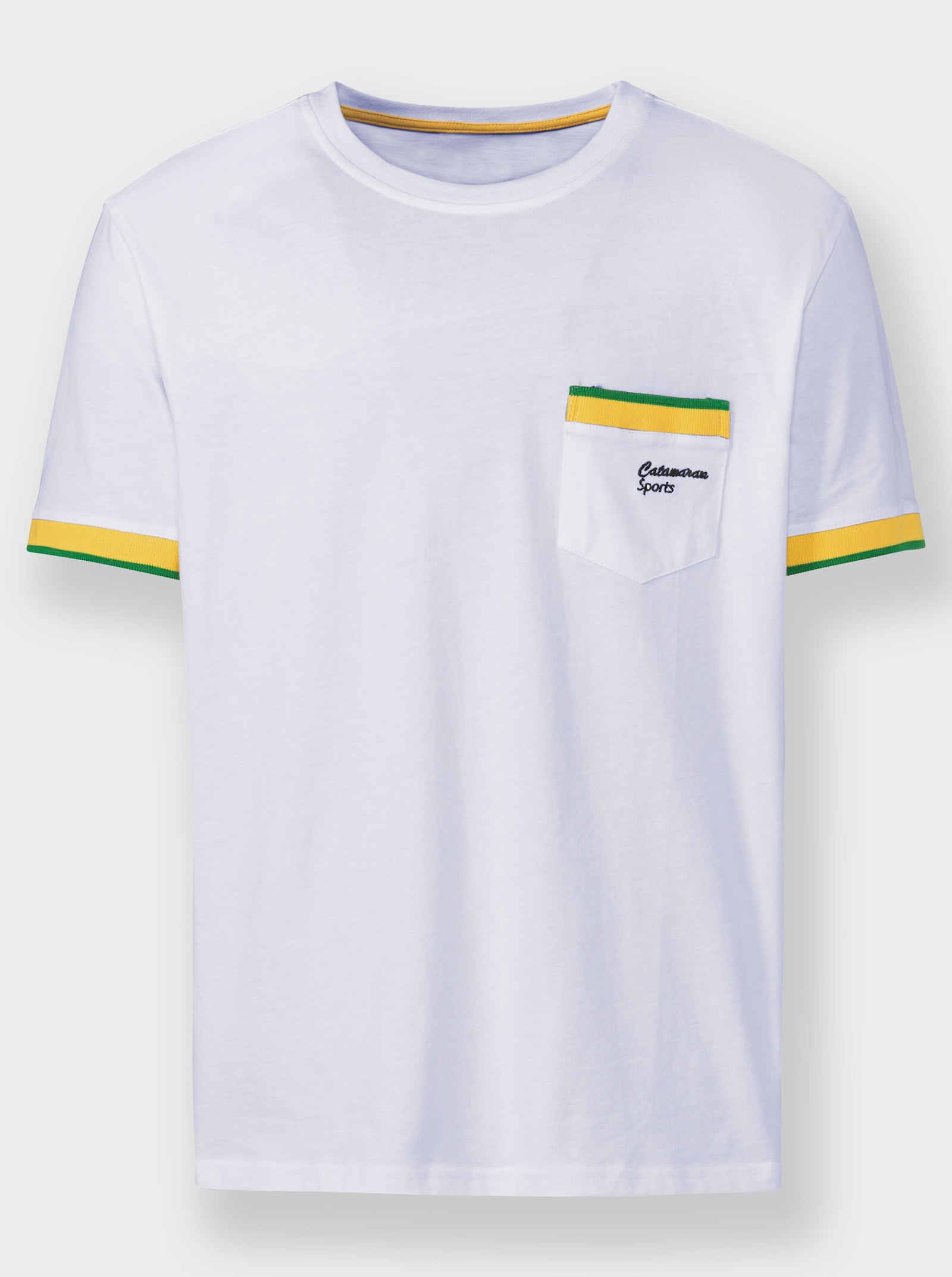 Catamaran Sports Freizeitshirt mit Brusttasche - weiß-sonnengelb
