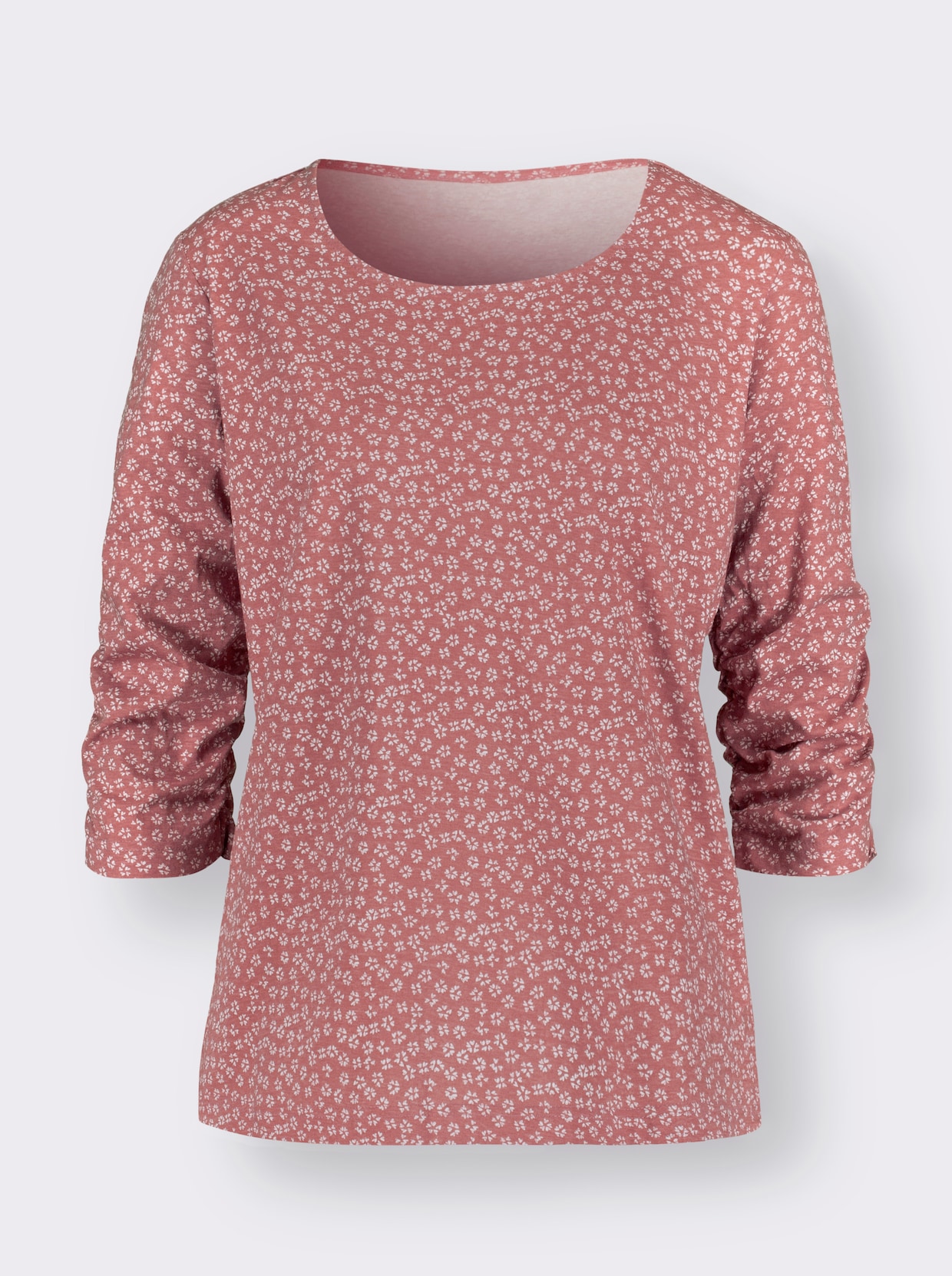 Shirt met 3/4-mouw - rozenhout/ecru bedrukt