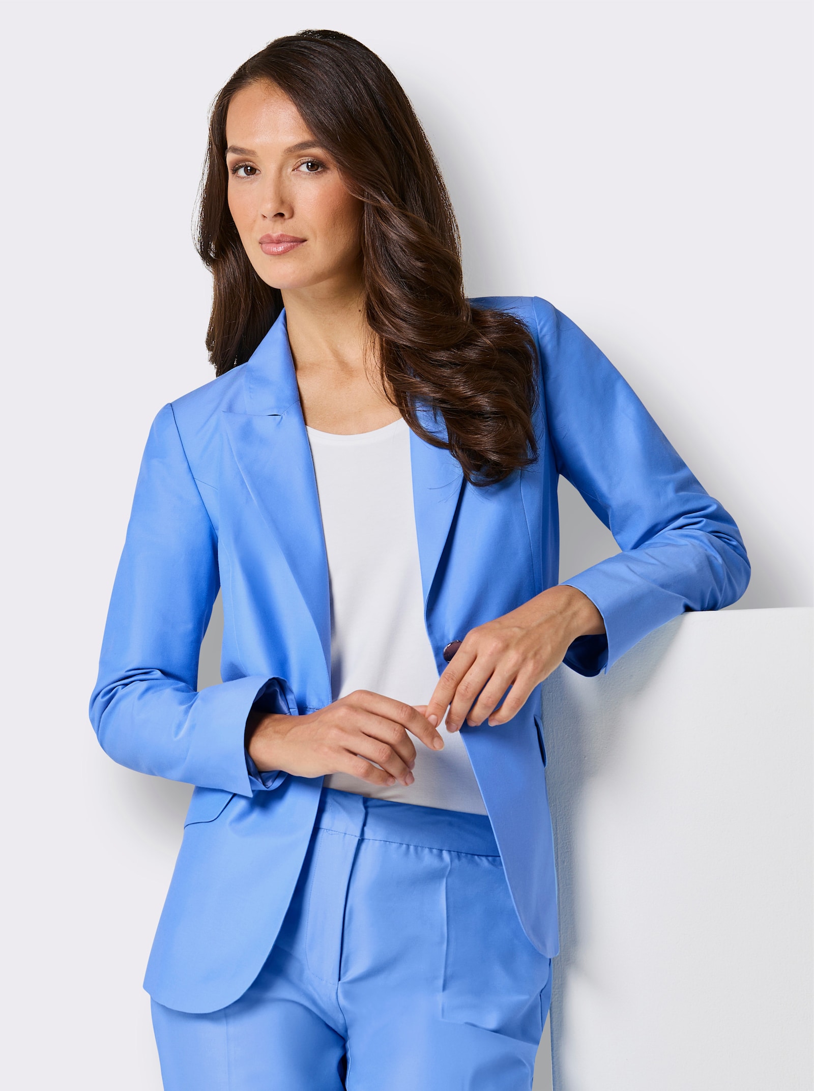 CREATION L PREMIUM Blazer in Baumwoll-Seiden-Mischung - himmelblau