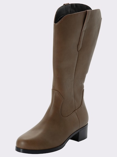 sheego Weitschaftstiefel in Nubuk-Optik - dunkeltaupe