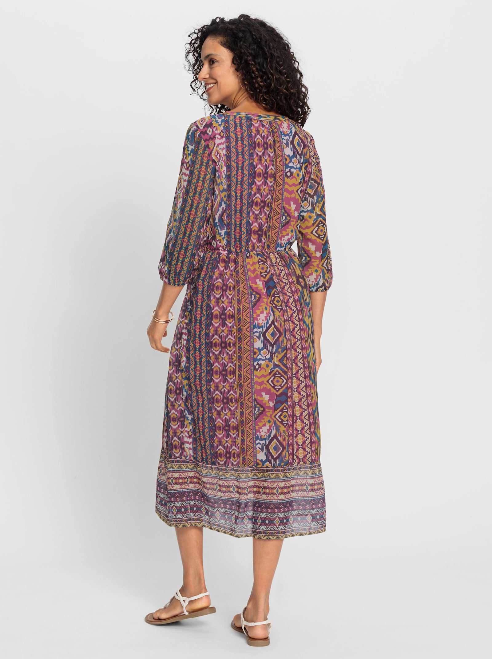 Jurk met print en etnopatroon - heide geprint