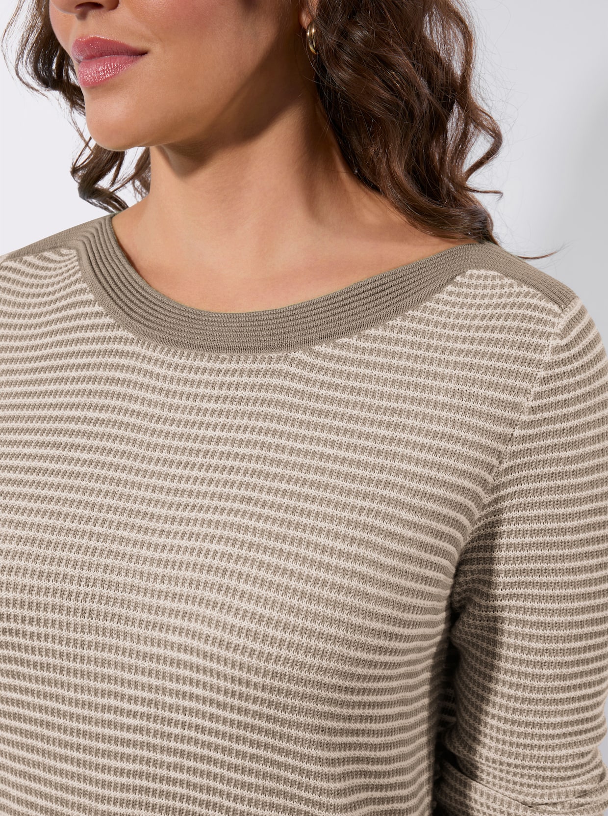 Langarm-Pullover - sesam-ecru-gemustert