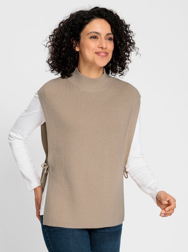 Pullunder mit offenen Seitennähten - beige