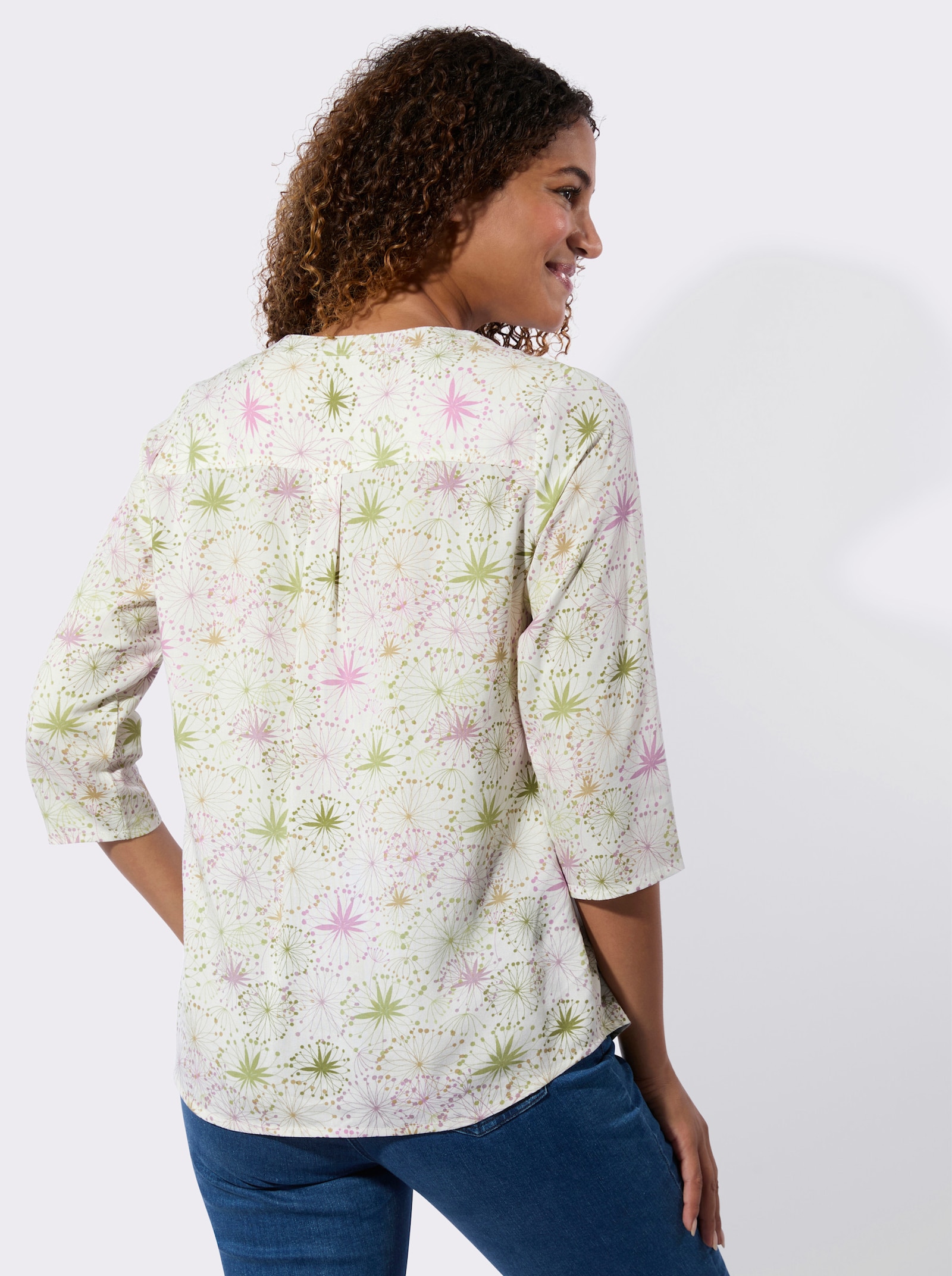 Bekväm blus - malva-vass-med tryck