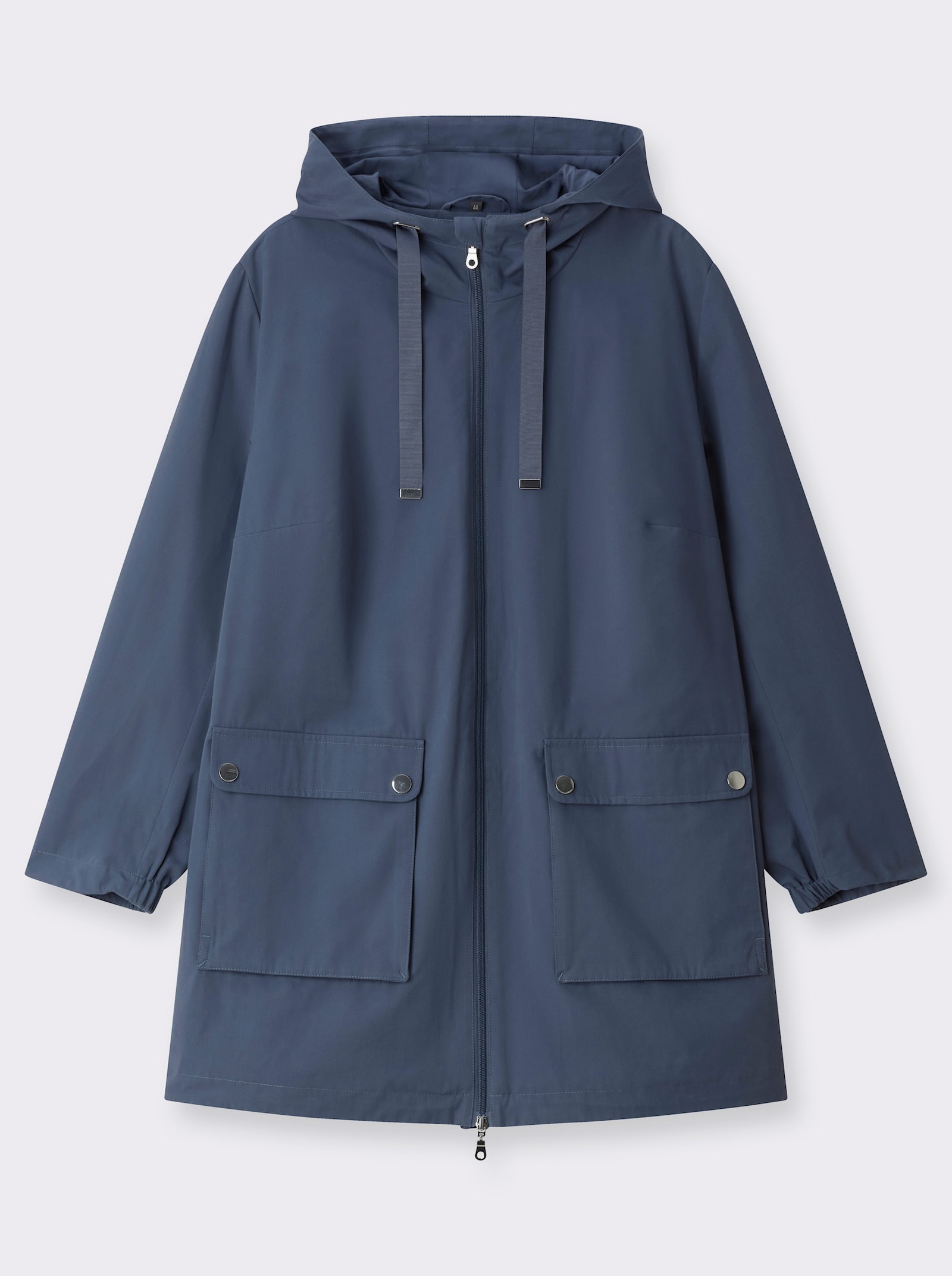 sheego Kapuzenjacke in leichter A-Linie - rauchblau