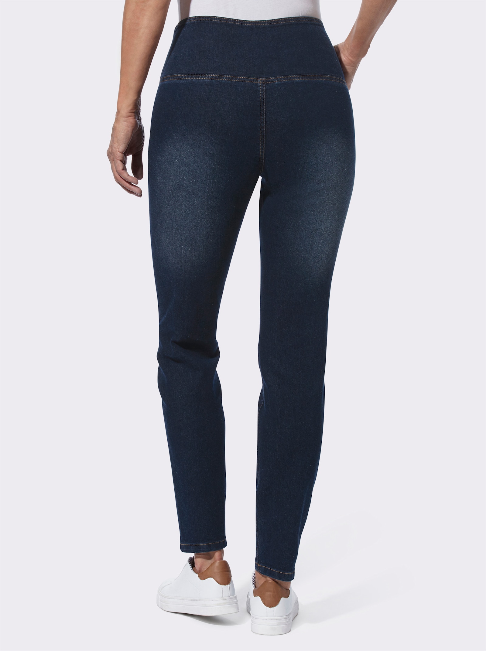 Stretch-Jeans mit überlappendem Bund - dark blue