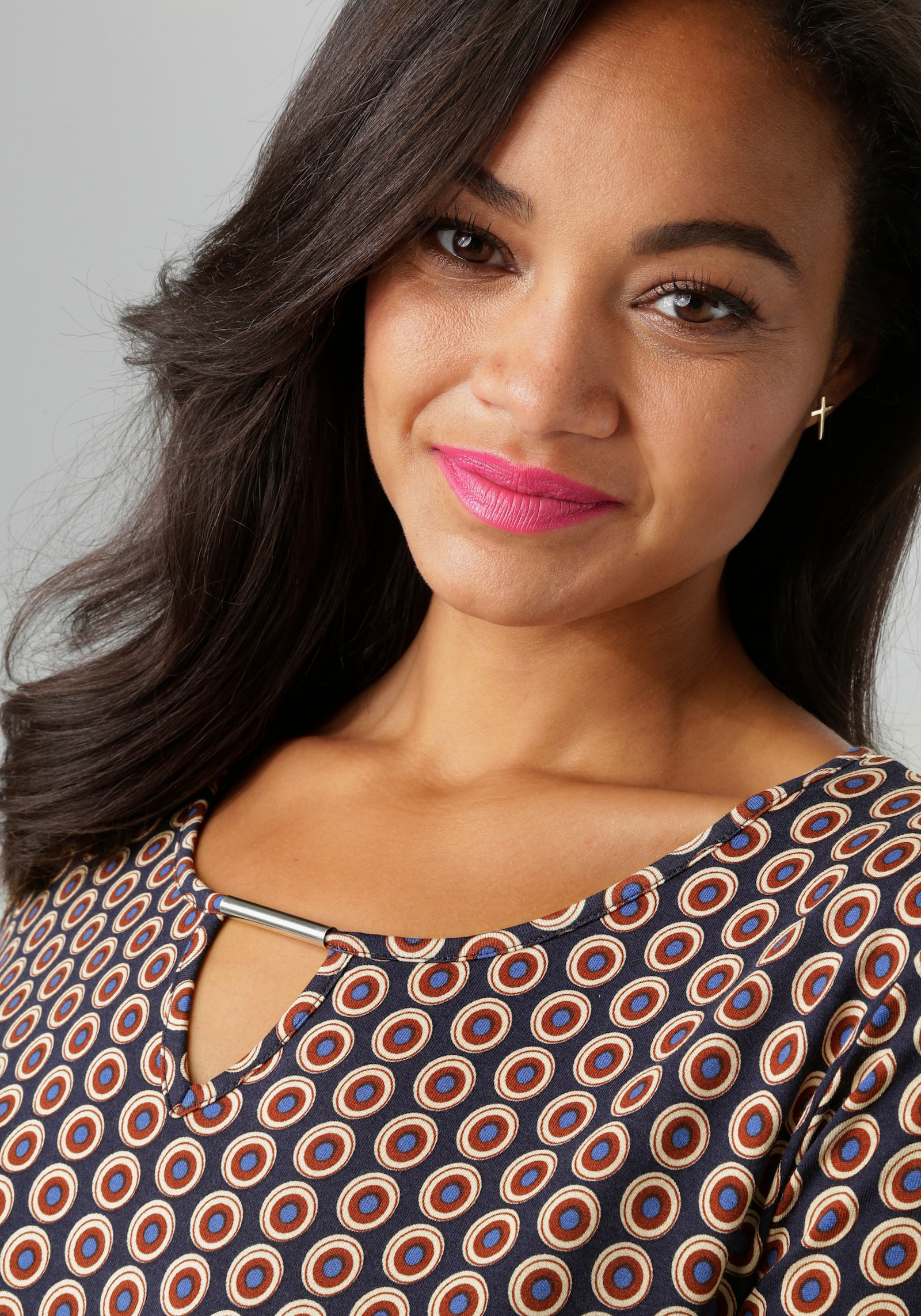 Aniston PLUS Langarmshirt - marine-braun-beige