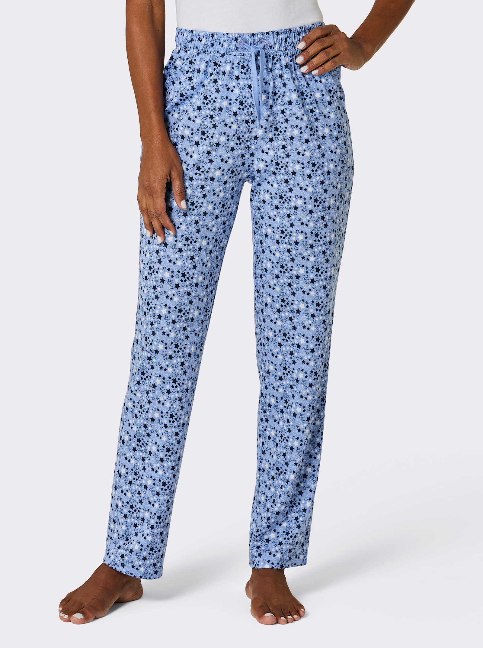 wäschepur Schlafanzug-Hose - himmelblau-marine-bedruckt