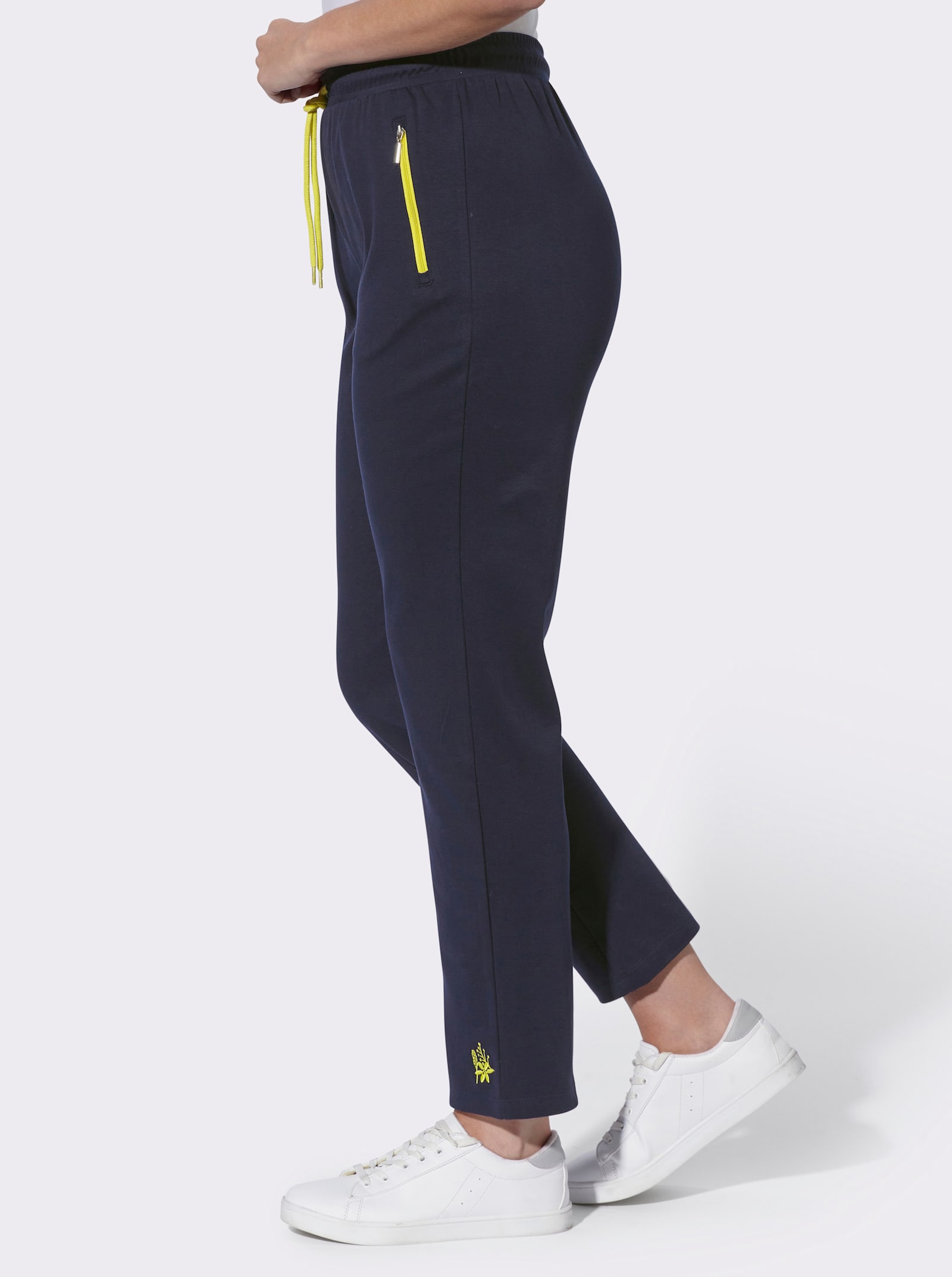 Freizeithose mit Stickerei - marine