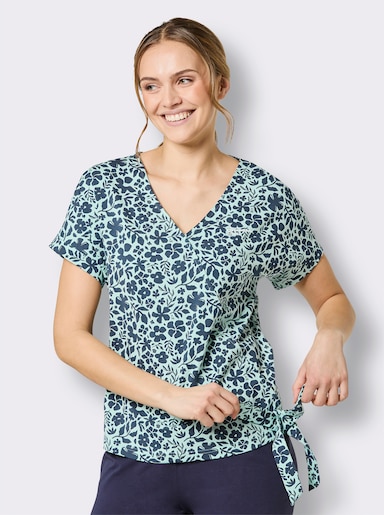 Catamaran Sports Funktionsshirt in Wickel-Optik - dunkelblau-mint-gemustert