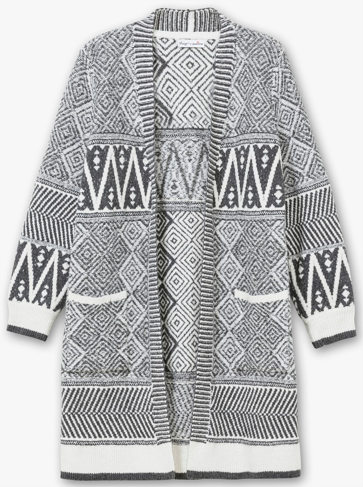 sheego by Joe Browns Lang gebreid vest - grijs