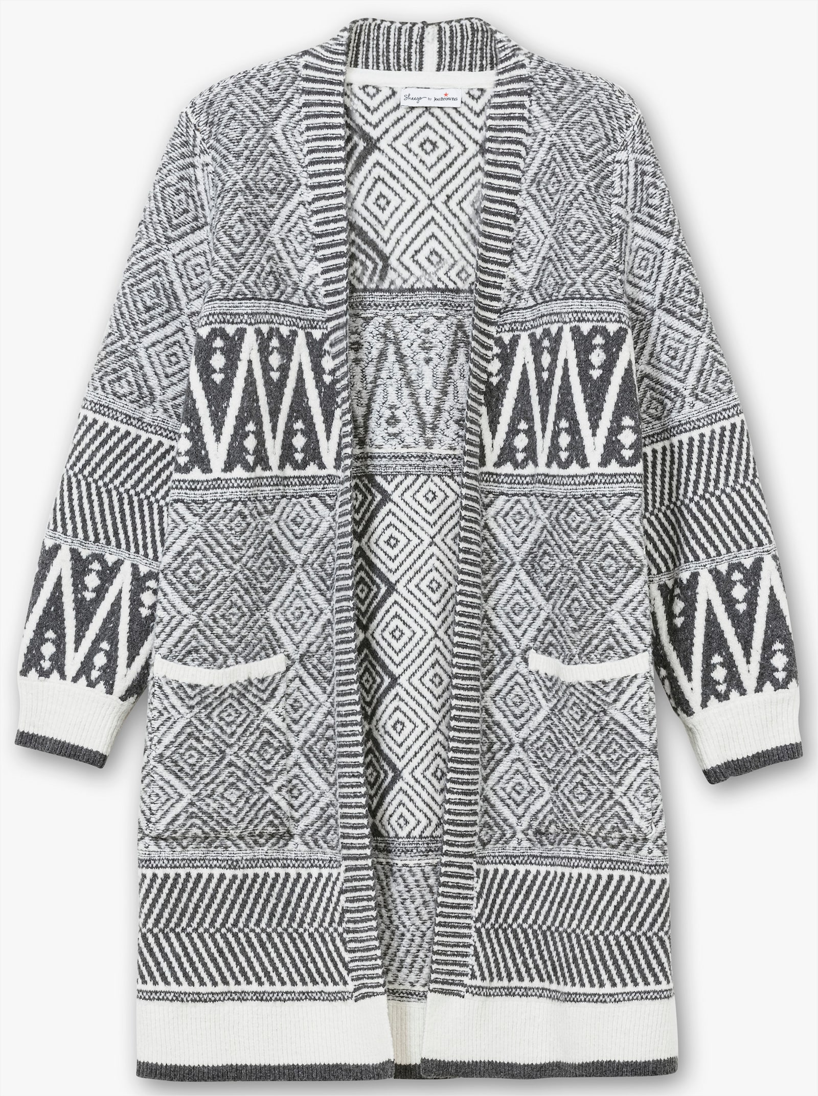 sheego by Joe Browns Longstrickjacke in verschlussloser Form - grau