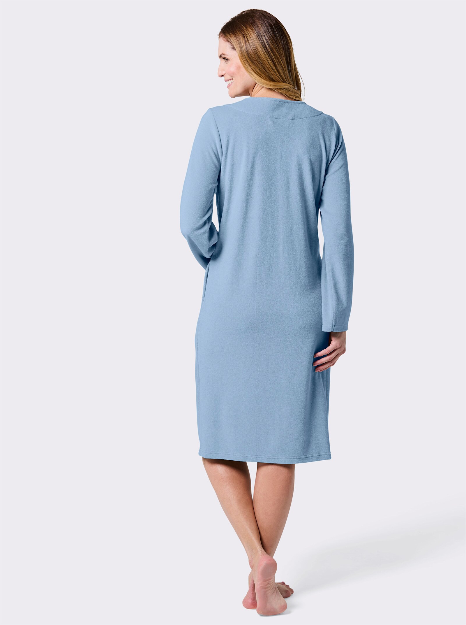 feel good Damenbademantel mit Reißverschluss - eisblau