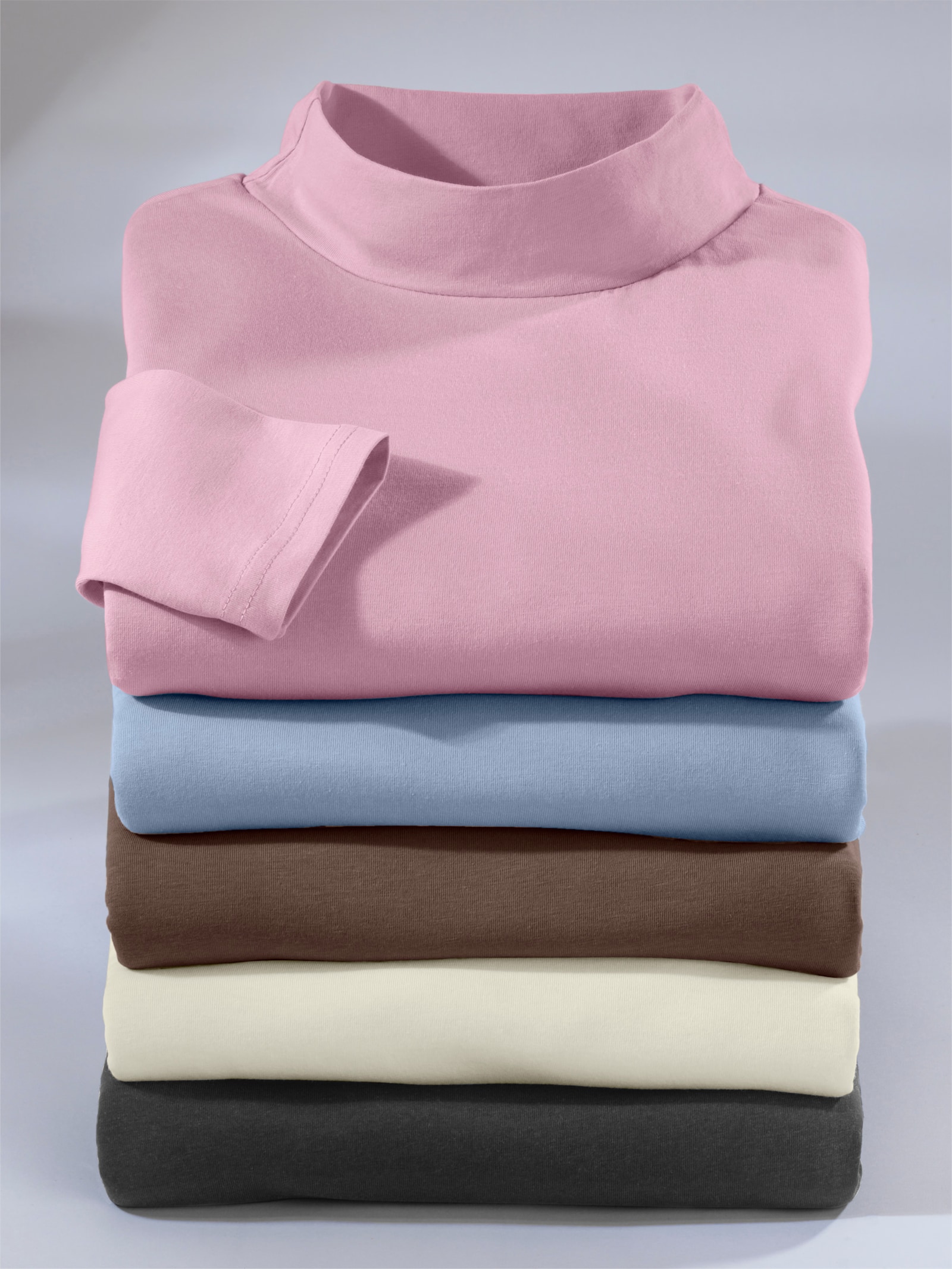 Stehkragenshirt aus reiner Baumwolle - schwarz