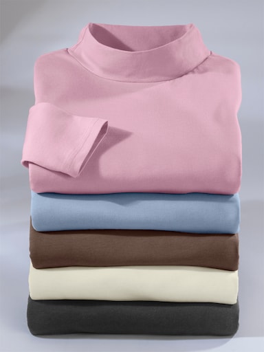 Stehkragenshirt aus reiner Baumwolle - schoko